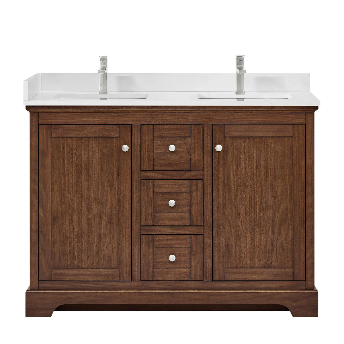 48" Avery Double Bathroom Vanity Dark Walnut Polished Chrome Trim by wyndham View 26