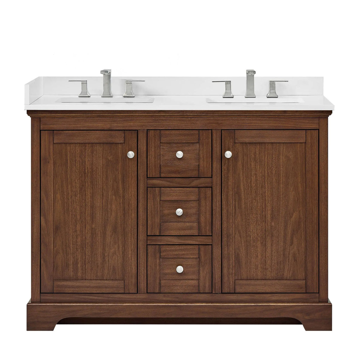 48" Avery Double Bathroom Vanity Dark Walnut Polished Chrome Trim by wyndham View 31