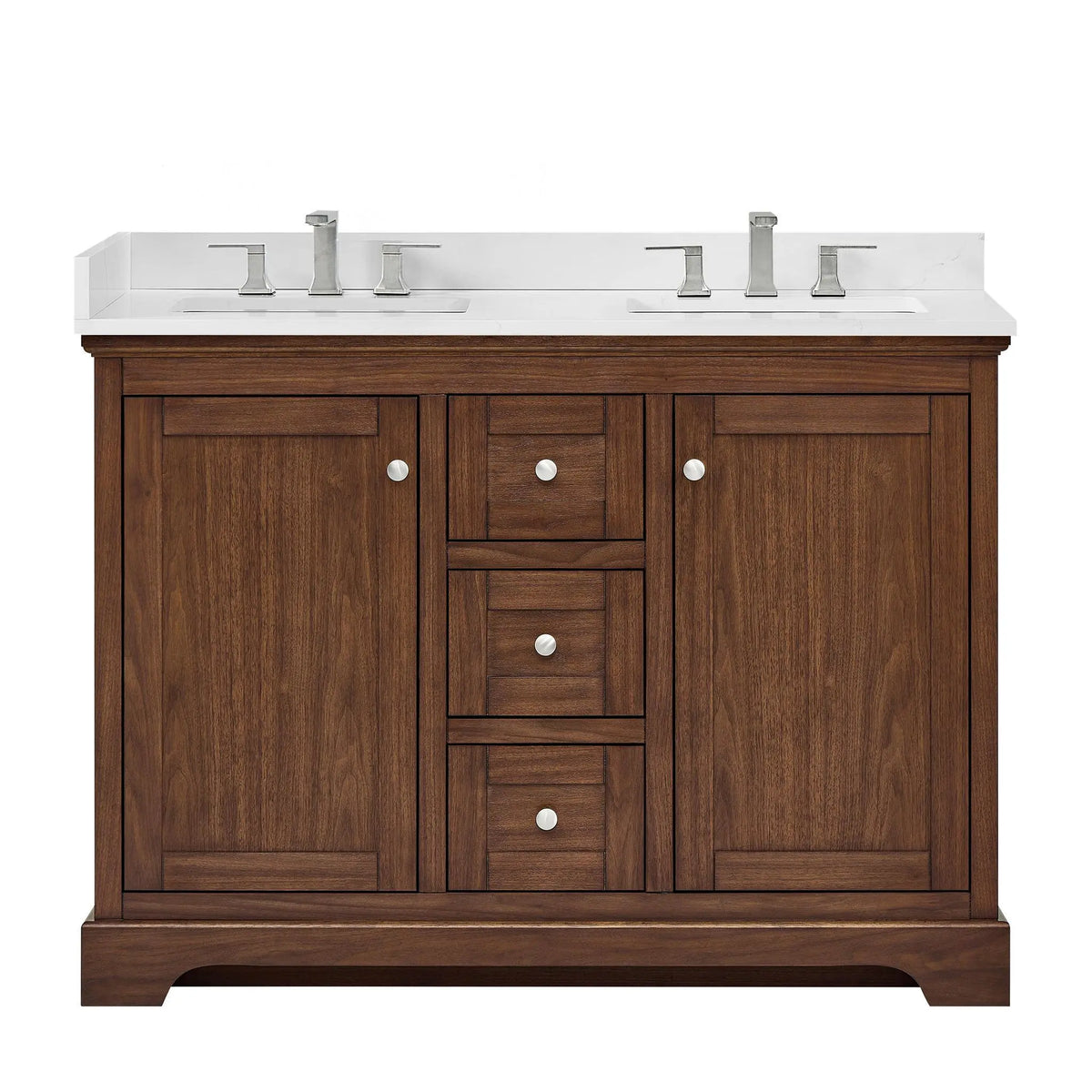 48" Avery Double Bathroom Vanity Dark Walnut Polished Chrome Trim by wyndham View 36