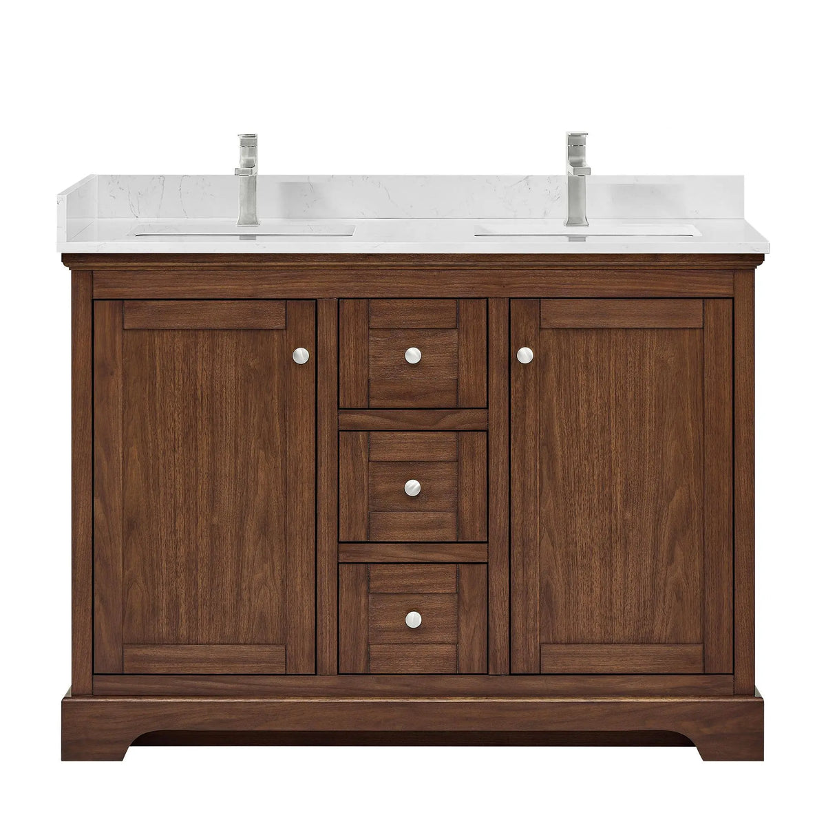 48" Avery Double Bathroom Vanity Dark Walnut Polished Chrome Trim by wyndham View 1