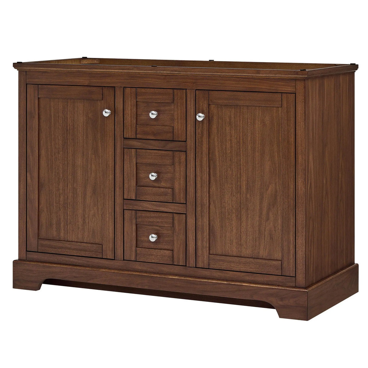48" Avery Double Bathroom Vanity Dark Walnut Polished Chrome Trim by wyndham View 44