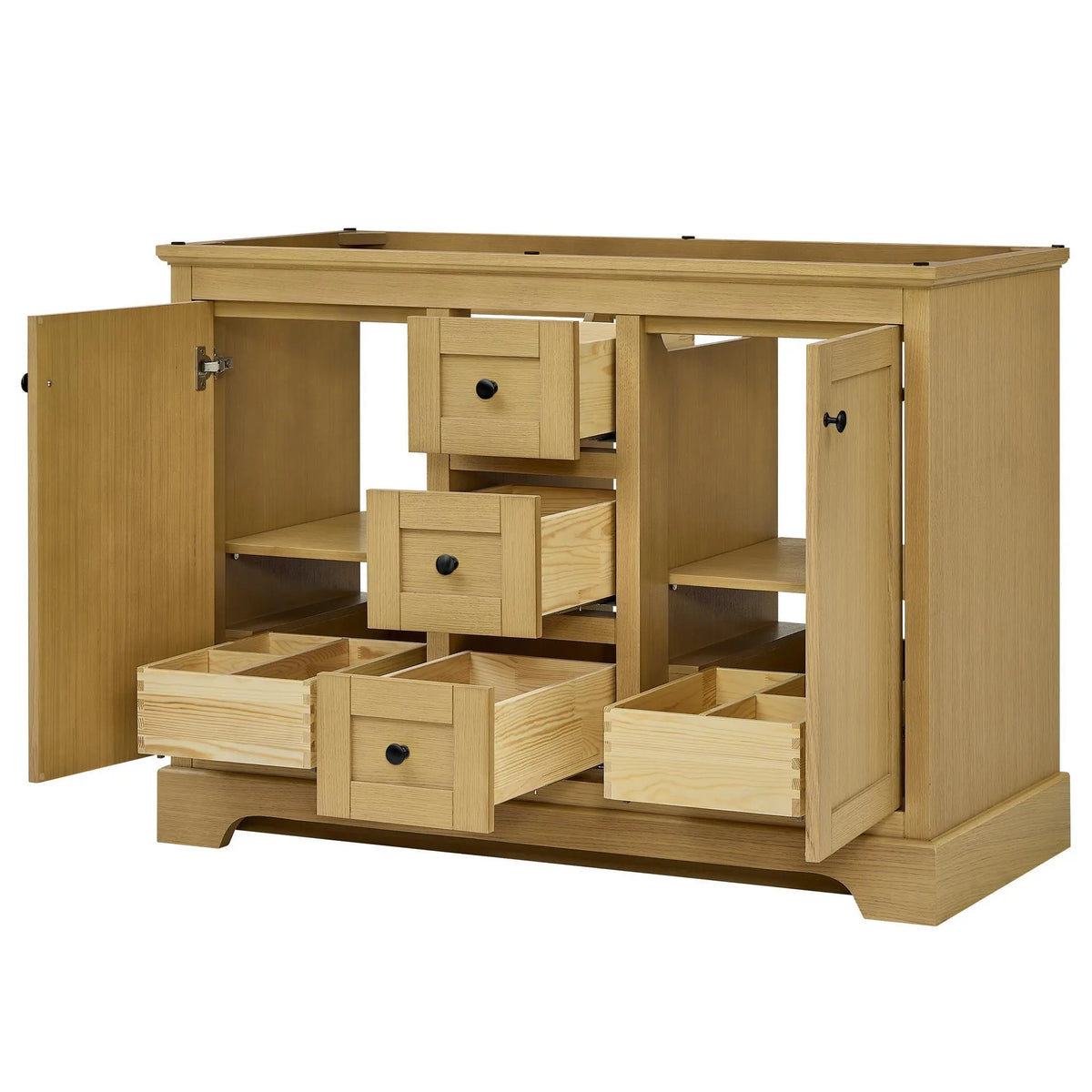 48" Avery Double Bathroom Vanity Honey Oak Matte Black Trim by wyndham View 42
