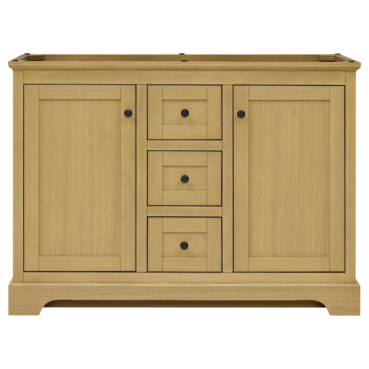 48" Avery Double Bathroom Vanity Honey Oak Matte Black Trim by wyndham View 41