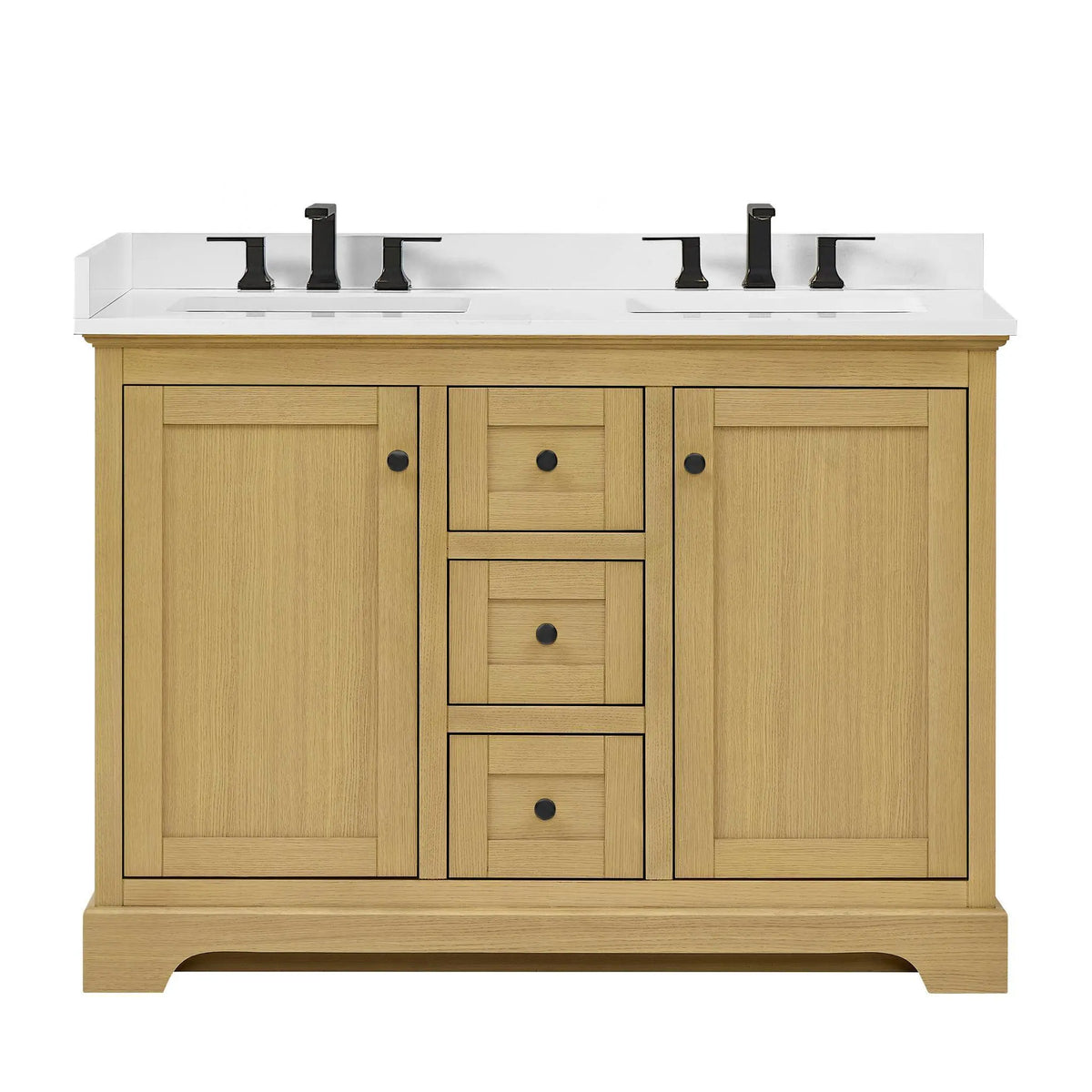48" Avery Double Bathroom Vanity Honey Oak Matte Black Trim by wyndham View 36