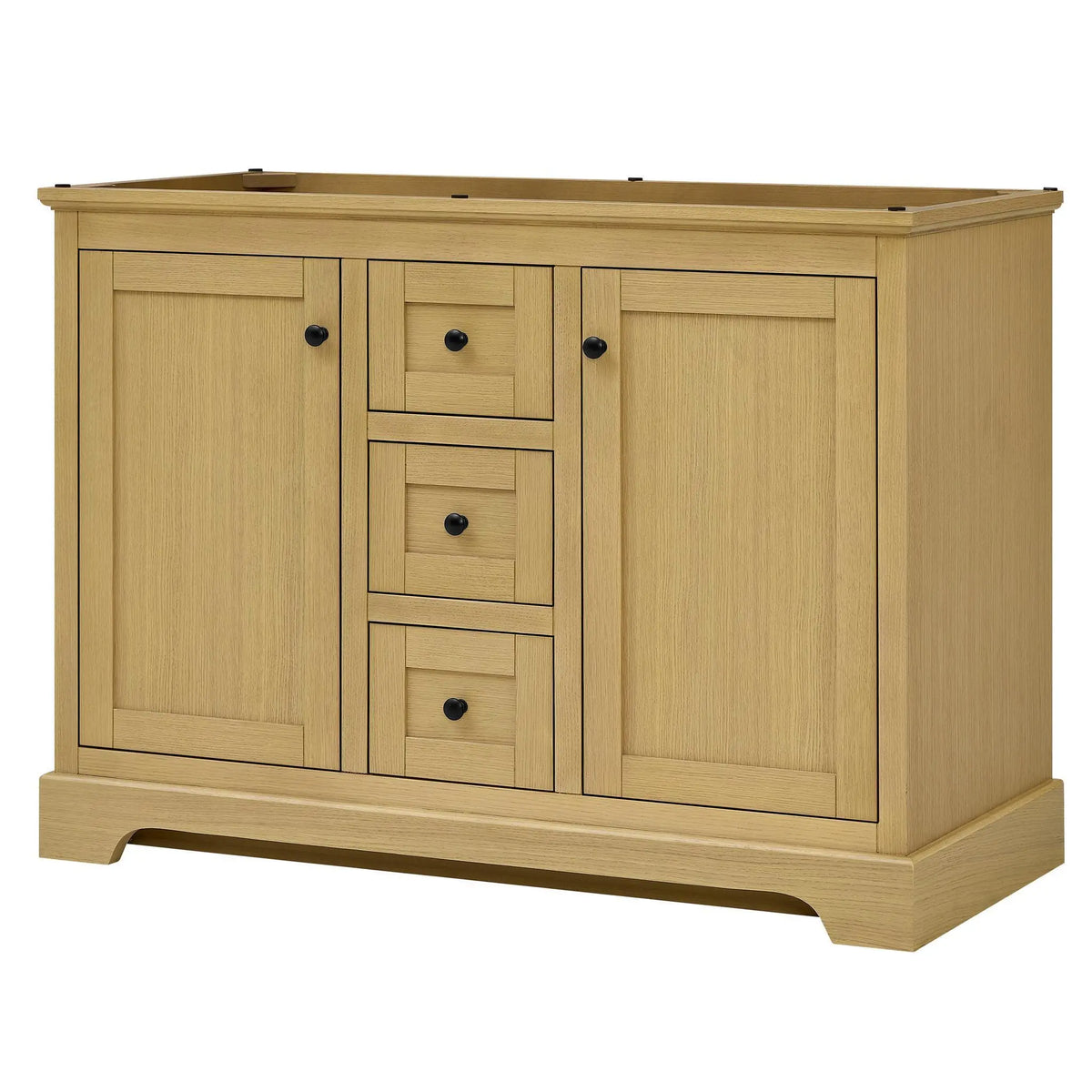 48" Avery Double Bathroom Vanity Honey Oak Matte Black Trim by wyndham View 44