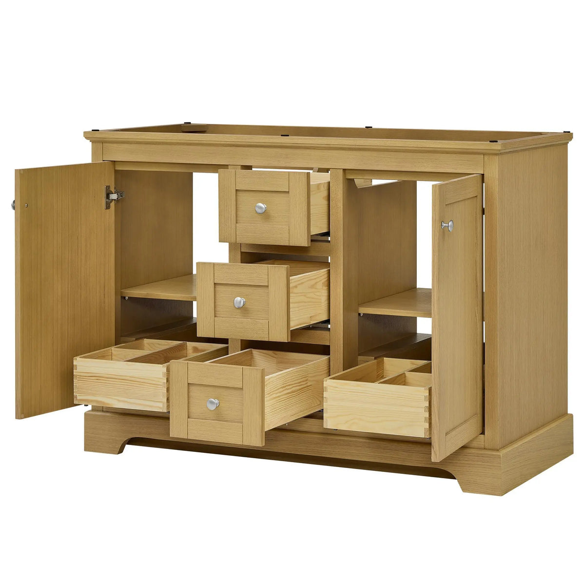 48" Avery Double Bathroom Vanity Honey Oak Polished Chrome Trim by wyndham View 42