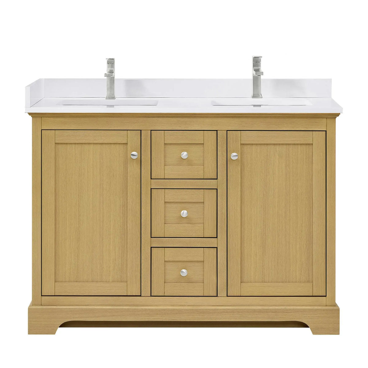 48" Avery Double Bathroom Vanity Honey Oak Polished Chrome Trim by wyndham View 21