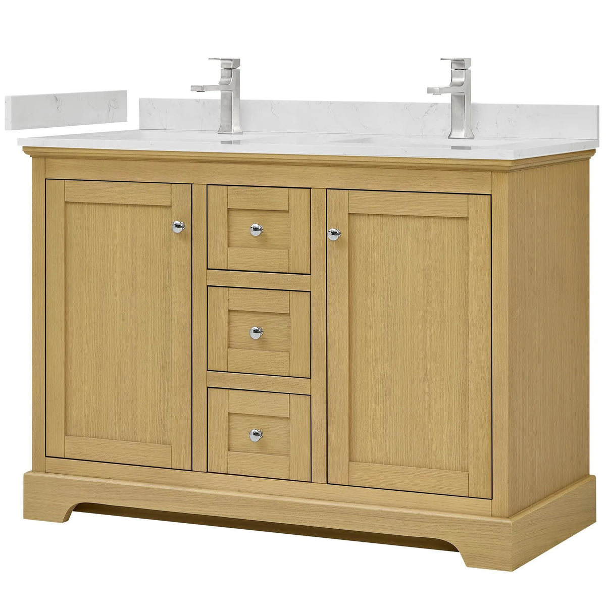 48" Avery Double Bathroom Vanity Honey Oak Polished Chrome Trim by wyndham View 5