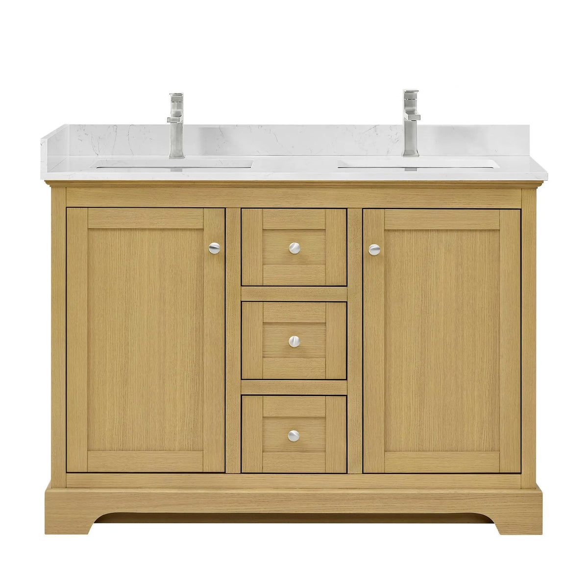 48" Avery Double Bathroom Vanity Honey Oak Polished Chrome Trim by wyndham View 1