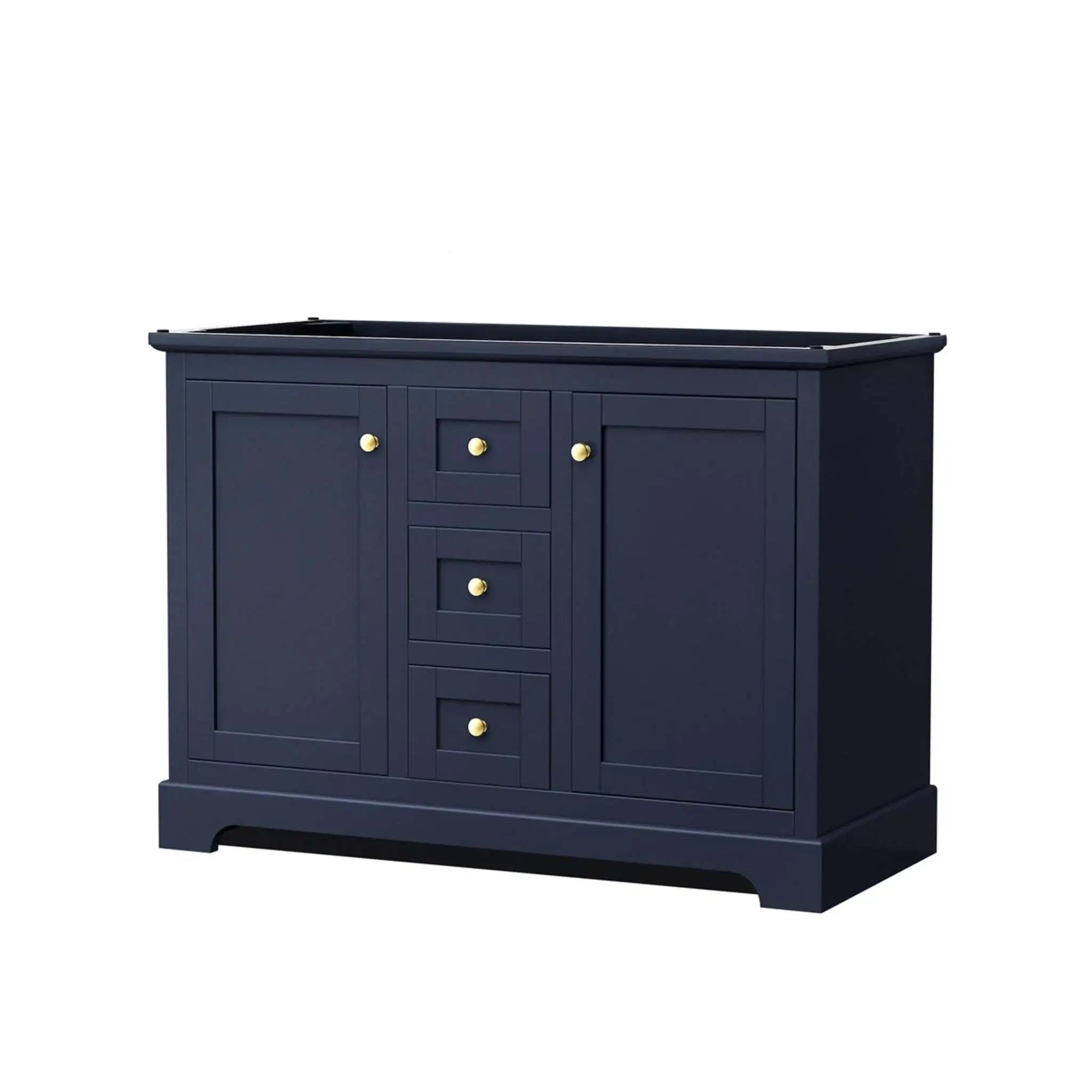 48" Avery Double Bathroom Vanity in Dark Blue with Brushed Gold Trim by Wyndham