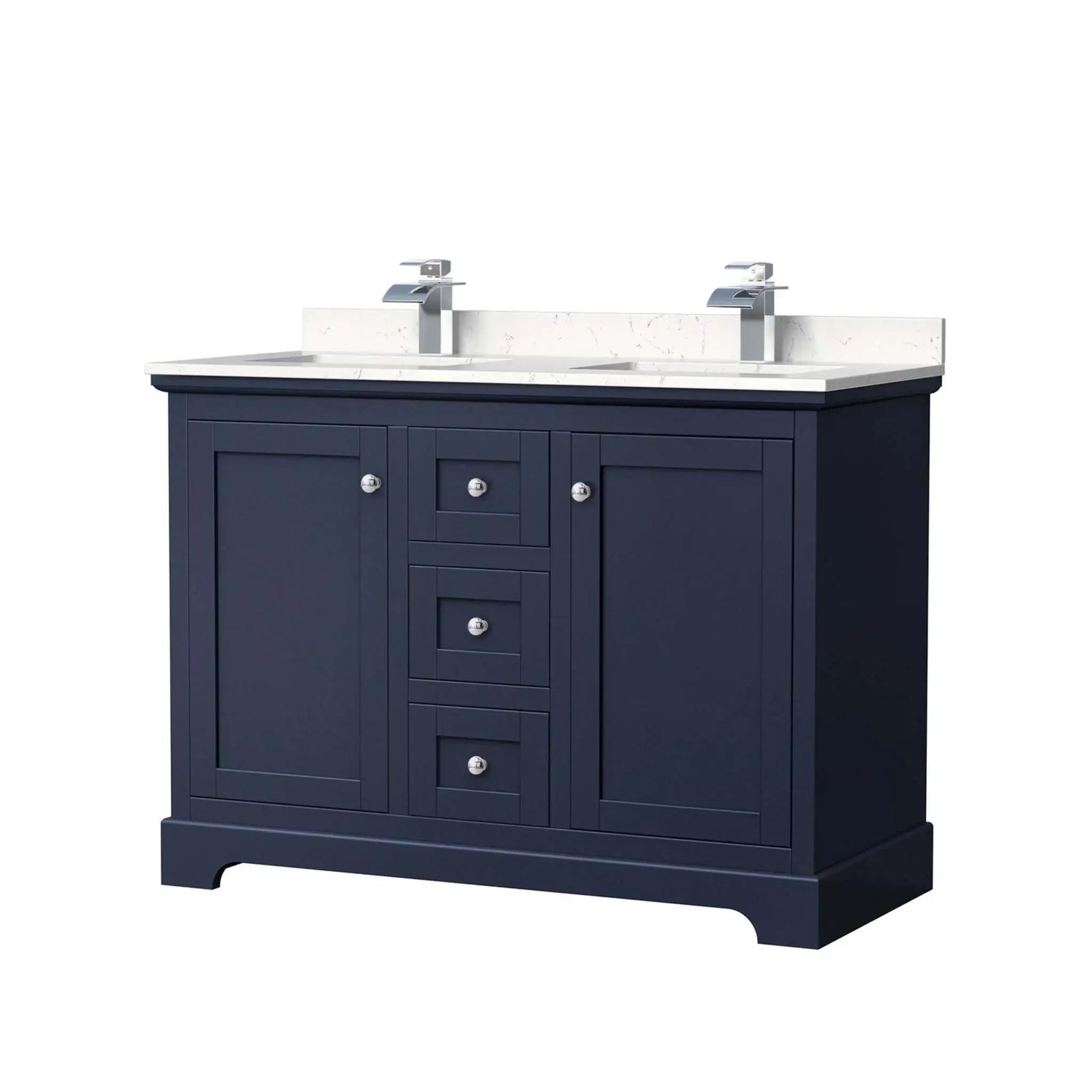 48" Avery Double Bathroom Vanity in Dark Blue with Polished Chrome Trim by Wyndham