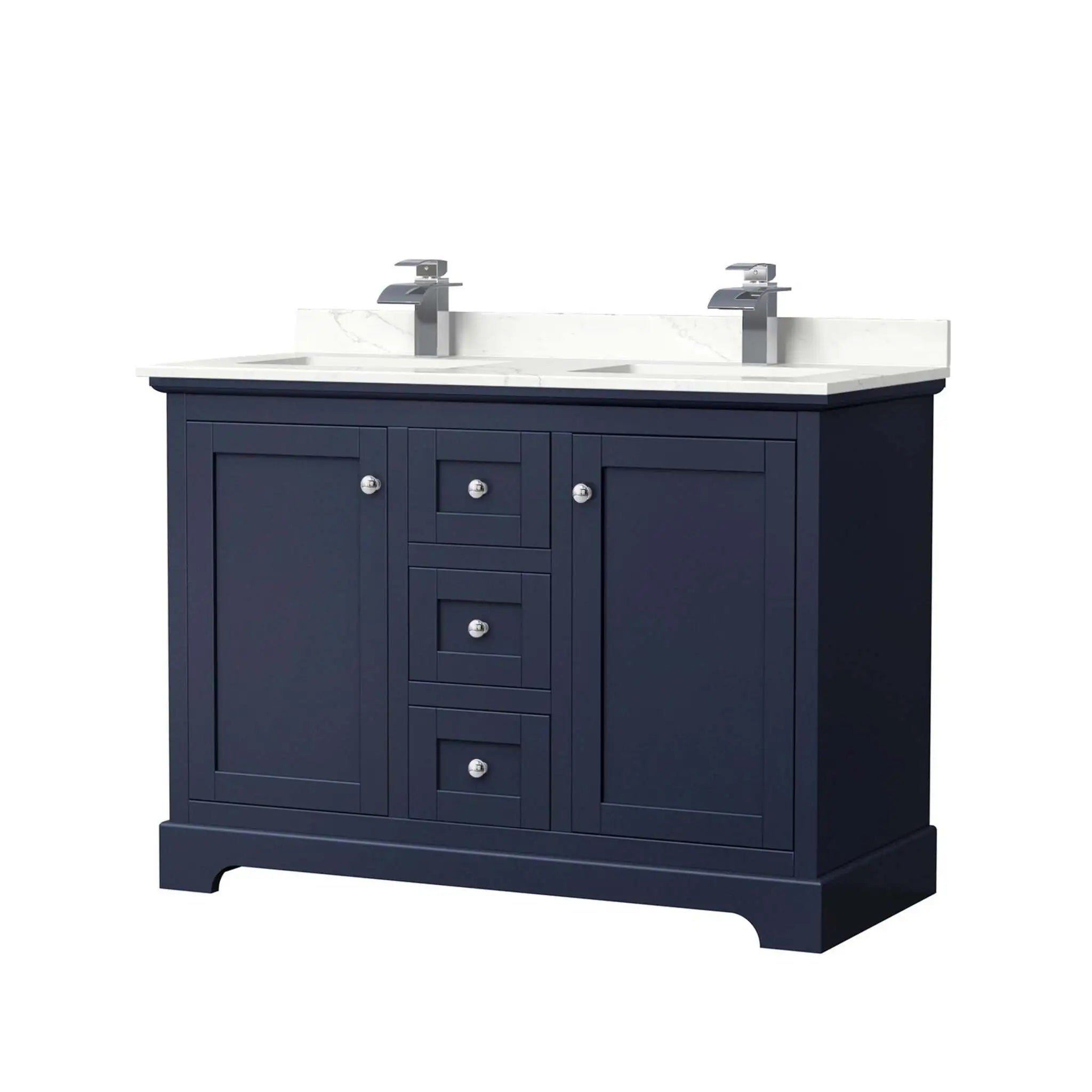 48" Avery Double Bathroom Vanity in Dark Blue with Polished Chrome Trim by Wyndham