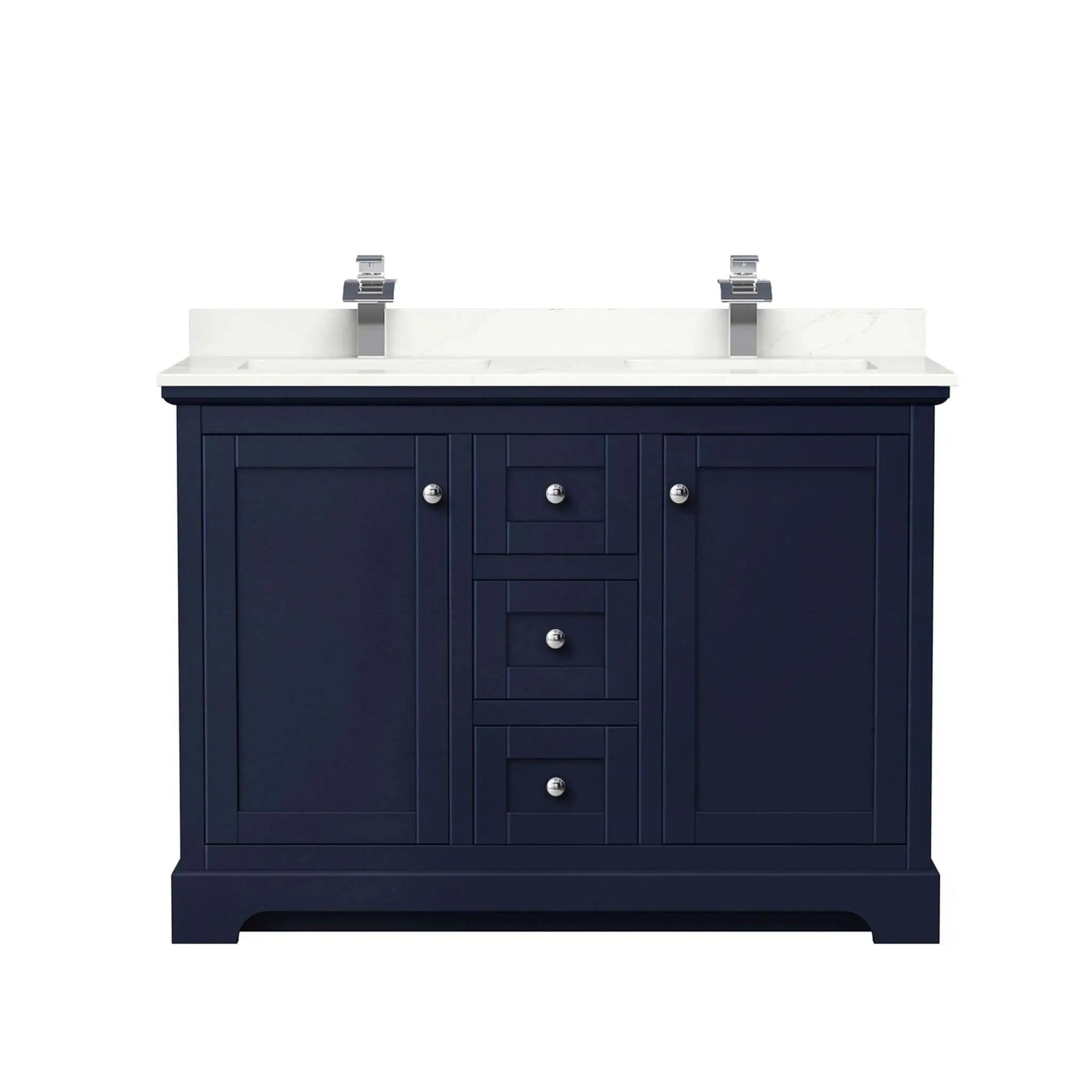 48" Avery Double Bathroom Vanity in Dark Blue with Polished Chrome Trim by Wyndham