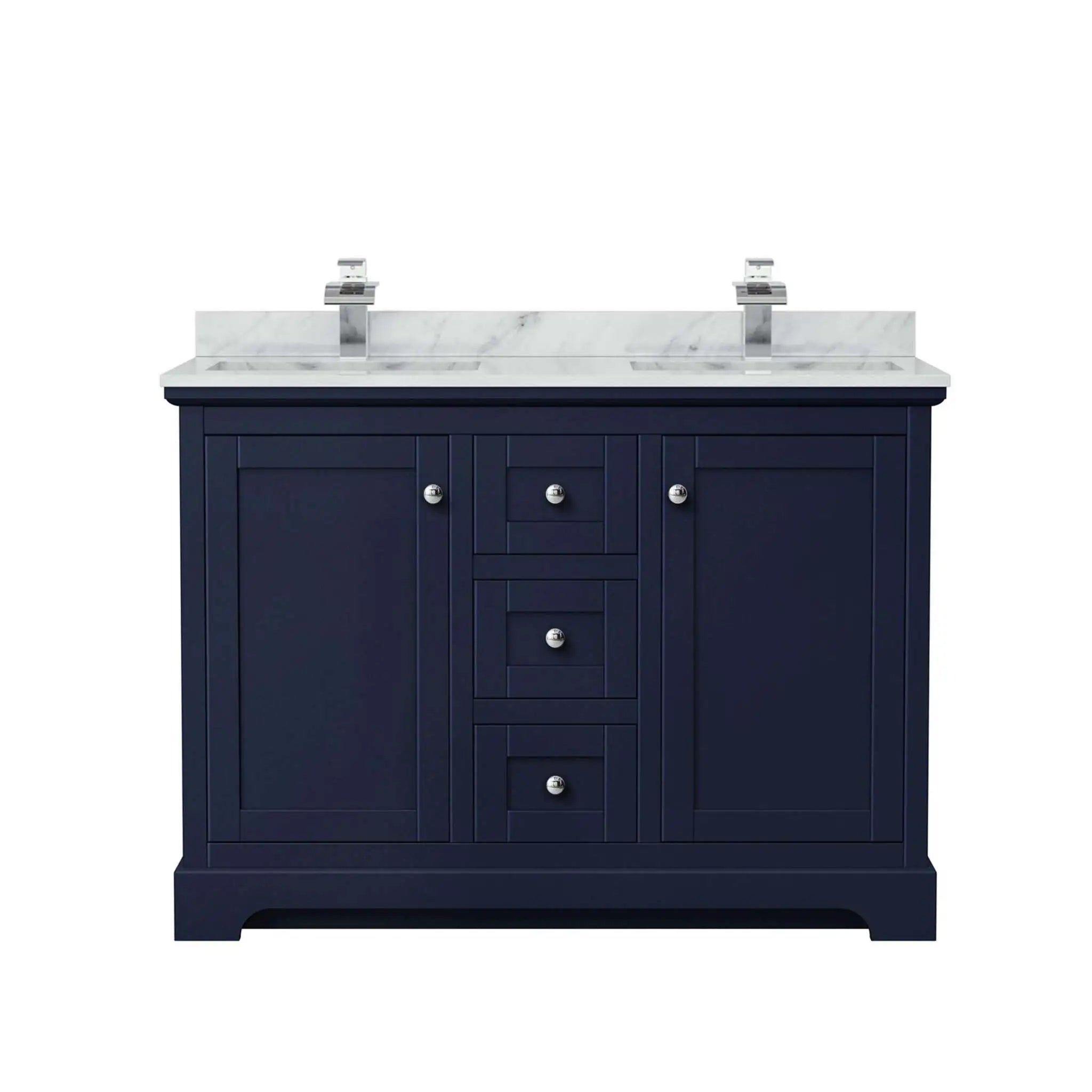 48" Avery Double Bathroom Vanity in Dark Blue with Polished Chrome Trim by Wyndham