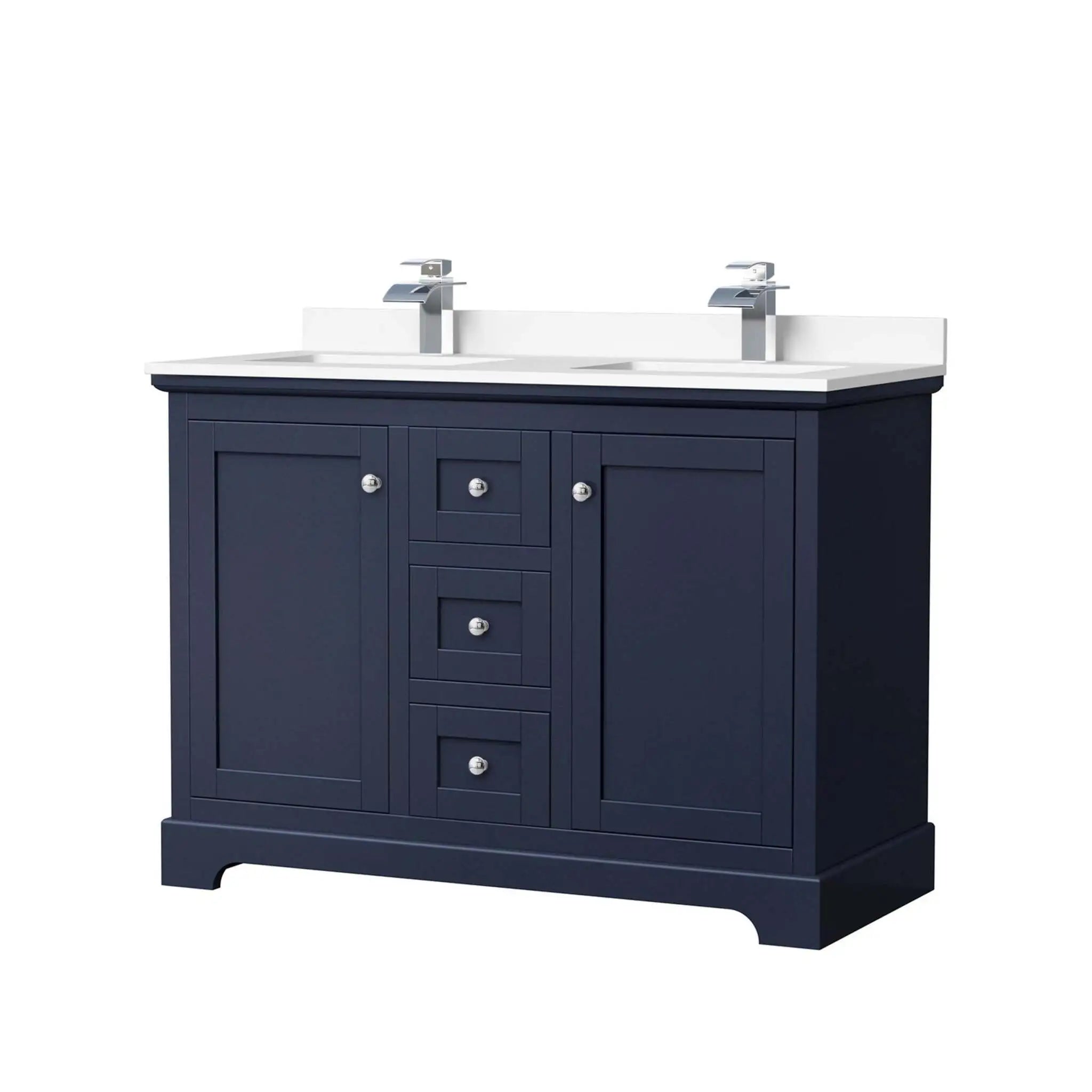 48" Avery Double Bathroom Vanity in Dark Blue with Polished Chrome Trim by Wyndham