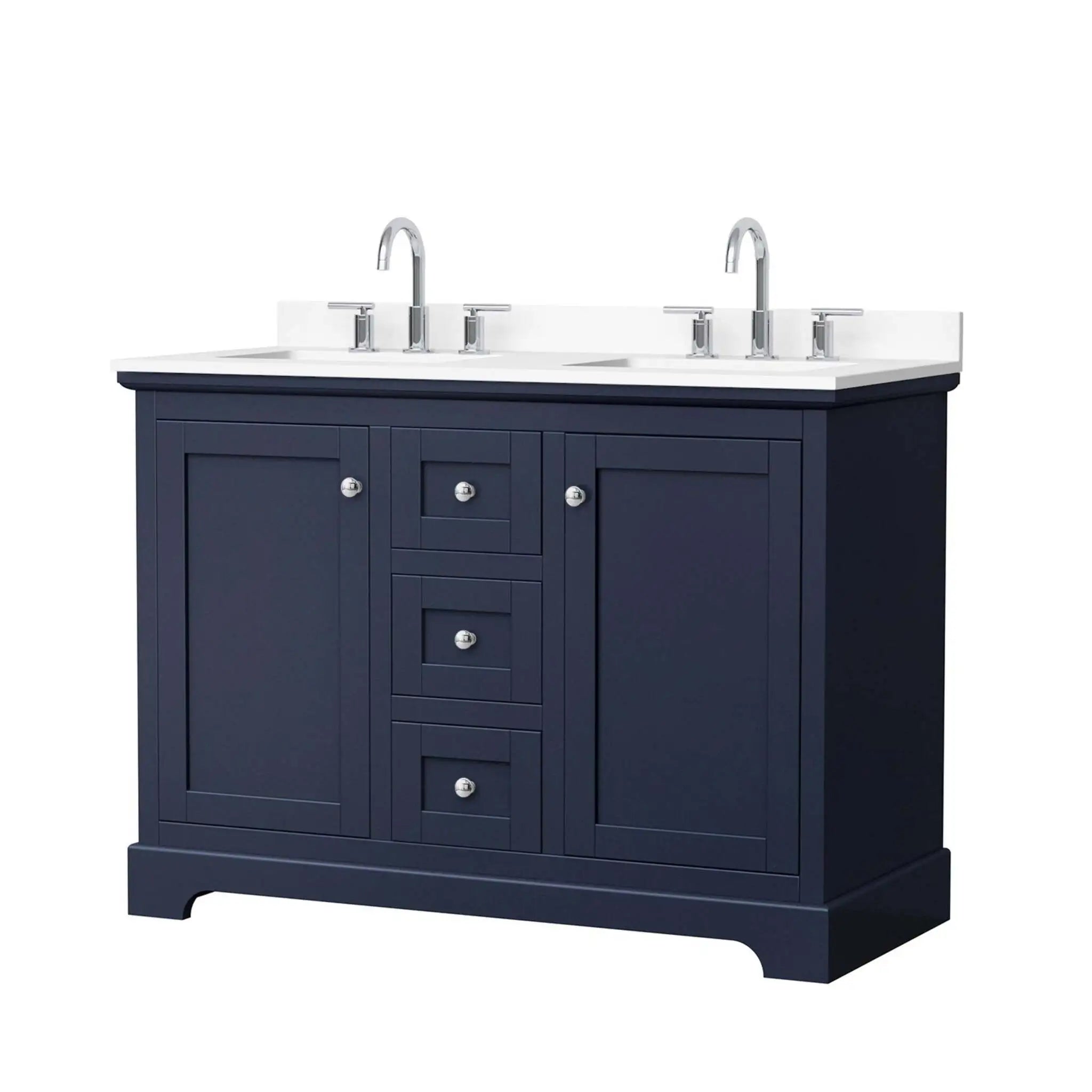48" Avery Double Bathroom Vanity in Dark Blue with Polished Chrome Trim by Wyndham