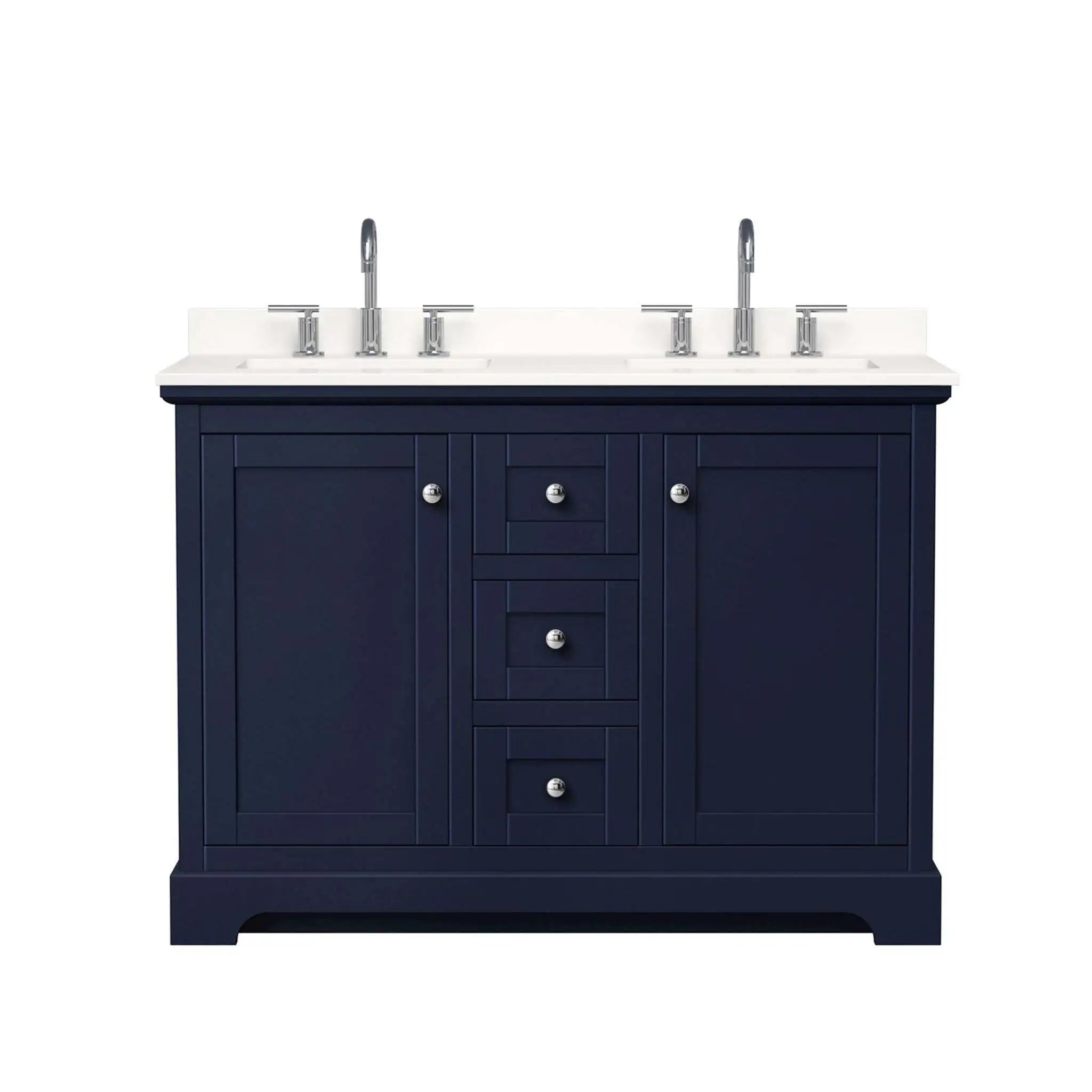 48" Avery Double Bathroom Vanity in Dark Blue with Polished Chrome Trim by Wyndham