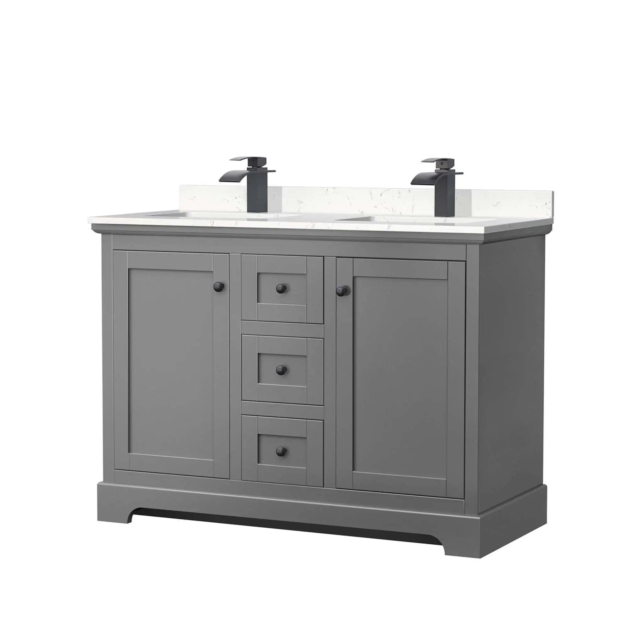 48" Avery Double Bathroom Vanity in Dark Gray with Matte Black Trim by Wyndham