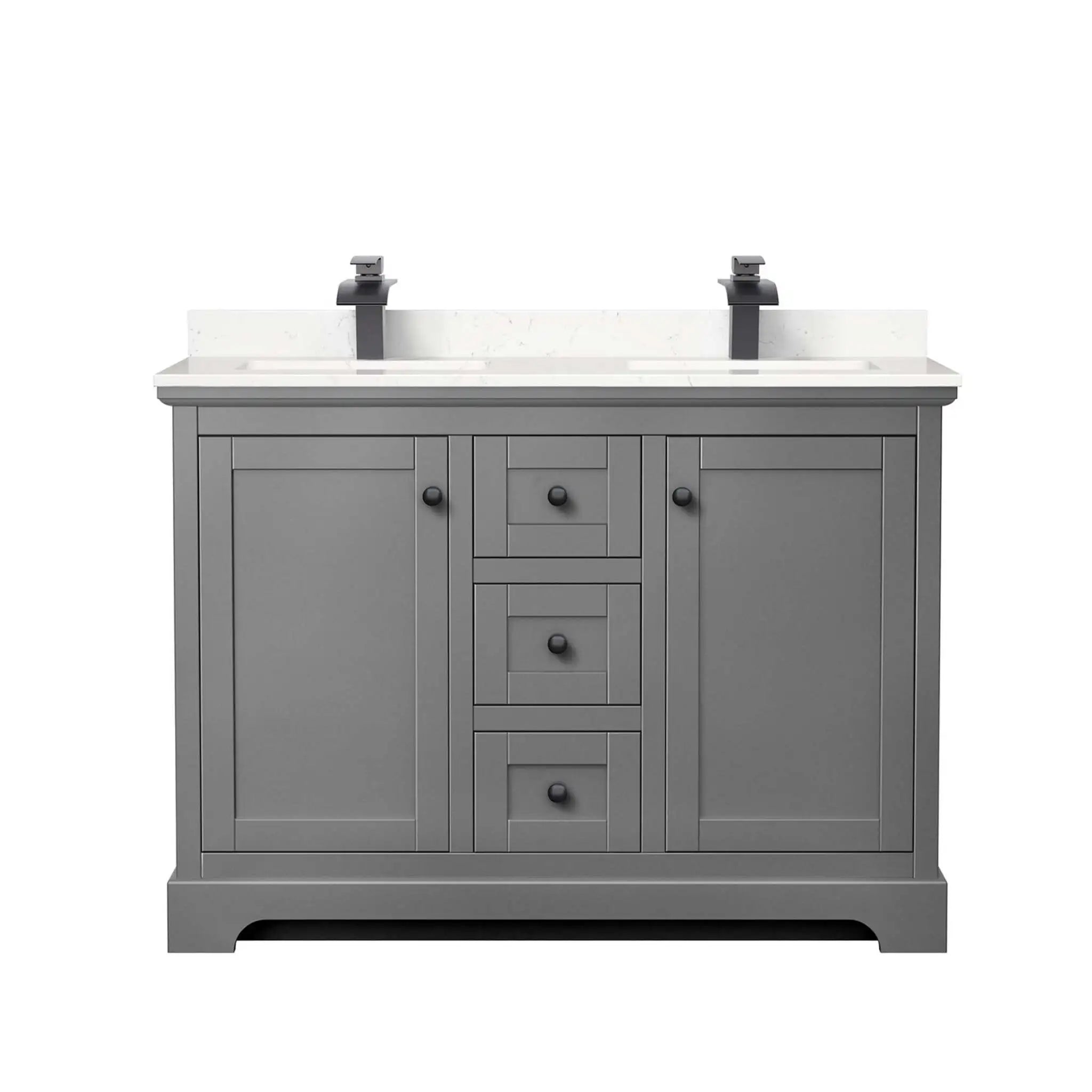 48" Avery Double Bathroom Vanity in Dark Gray with Matte Black Trim by Wyndham