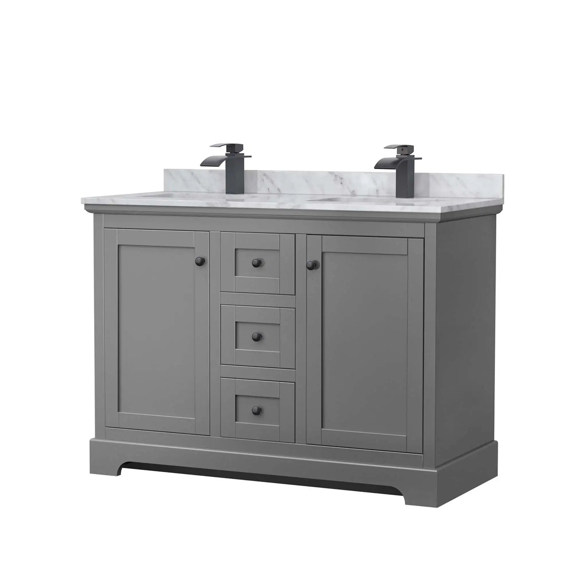 48" Avery Double Bathroom Vanity in Dark Gray with Matte Black Trim by Wyndham