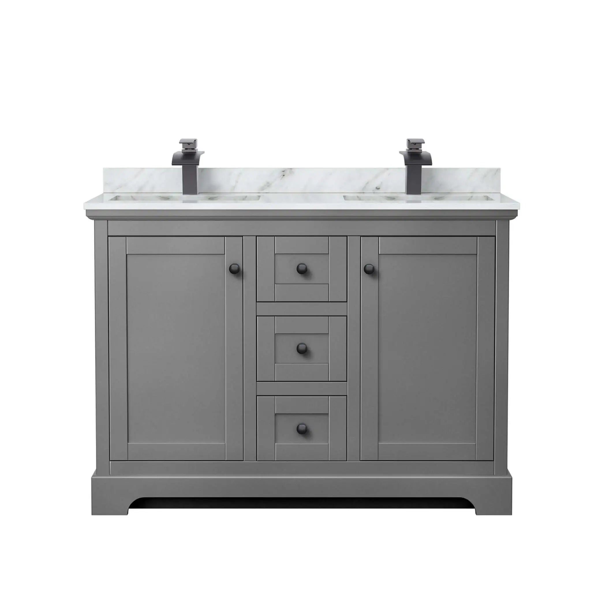 48" Avery Double Bathroom Vanity in Dark Gray with Matte Black Trim by Wyndham
