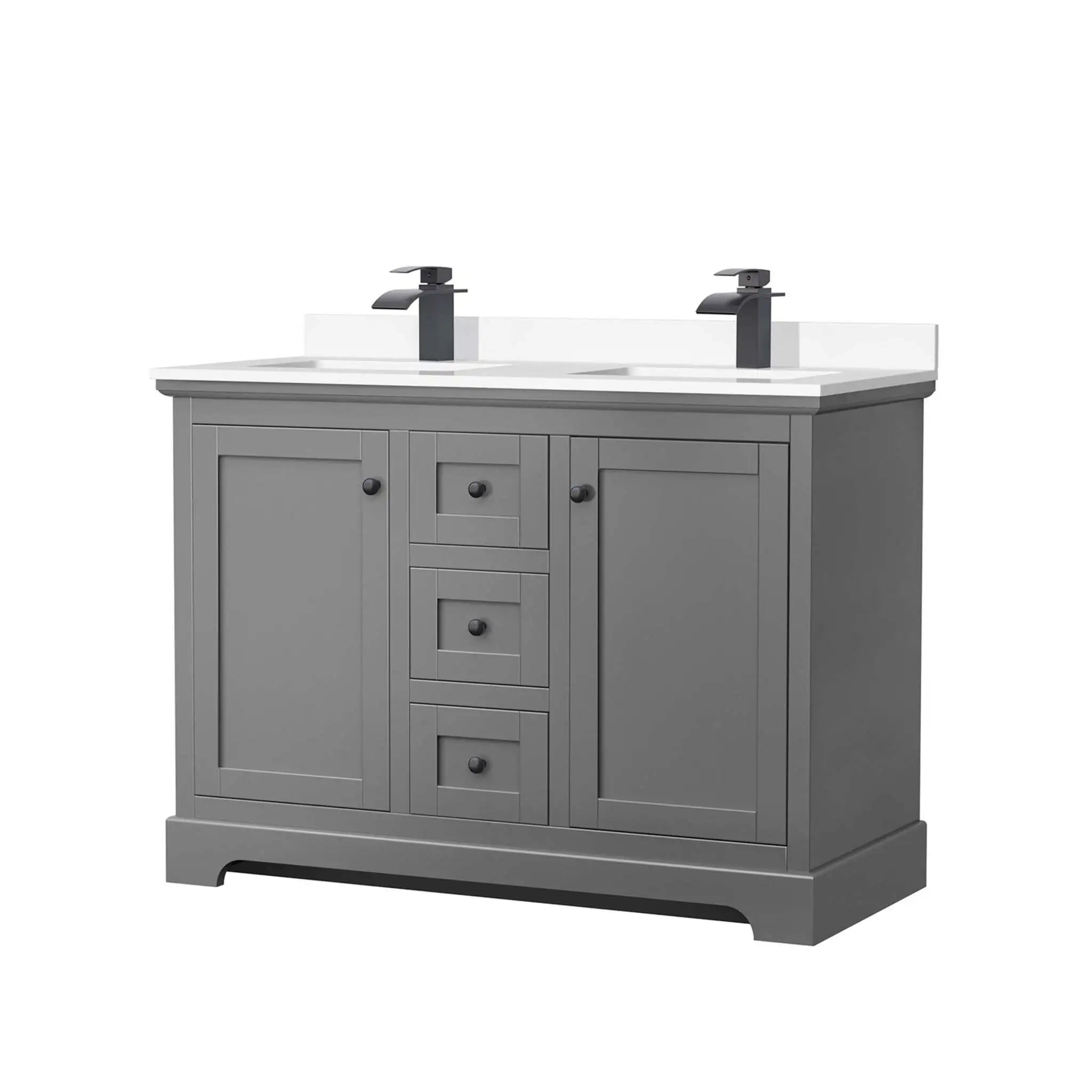 48" Avery Double Bathroom Vanity in Dark Gray with Matte Black Trim by Wyndham