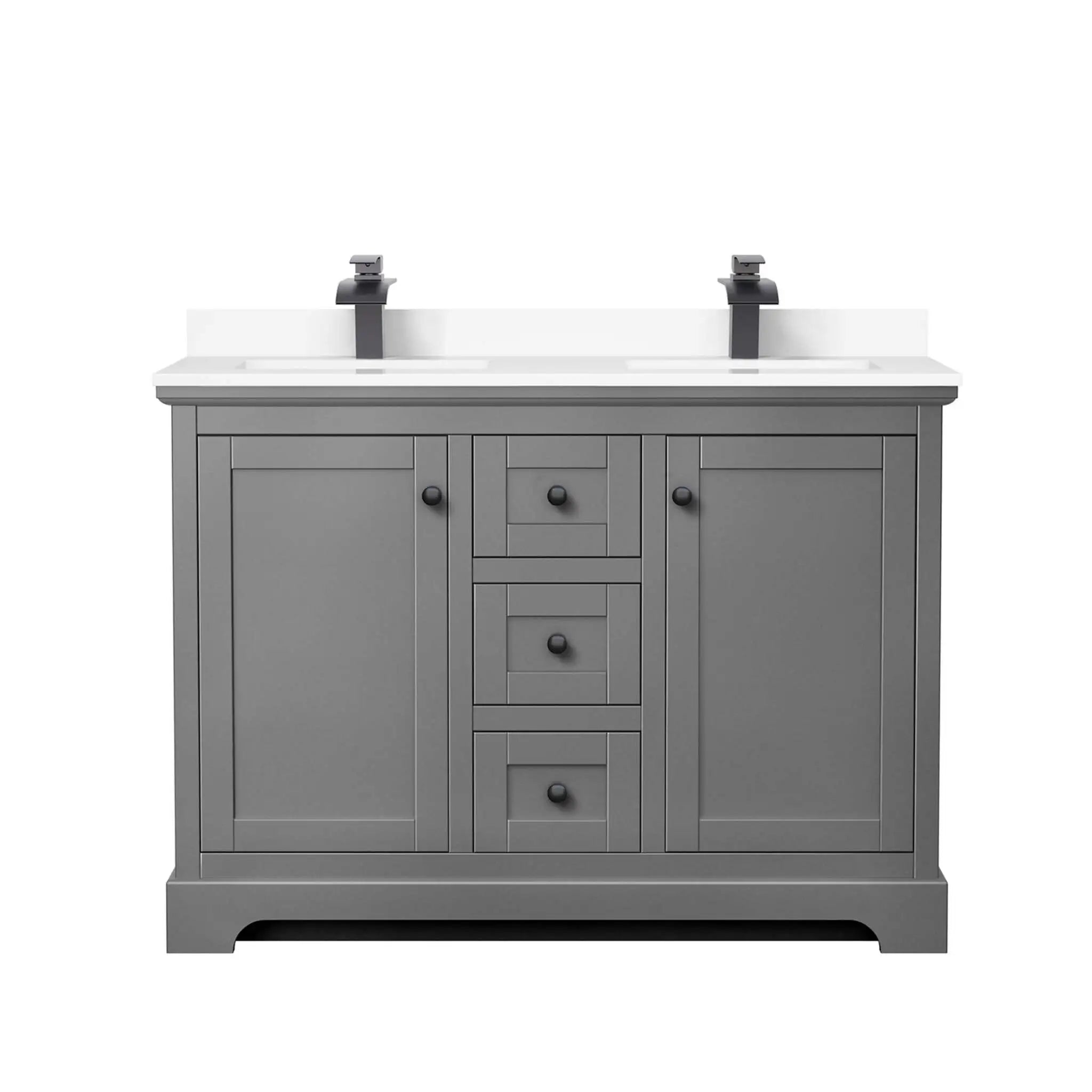48" Avery Double Bathroom Vanity in Dark Gray with Matte Black Trim by Wyndham