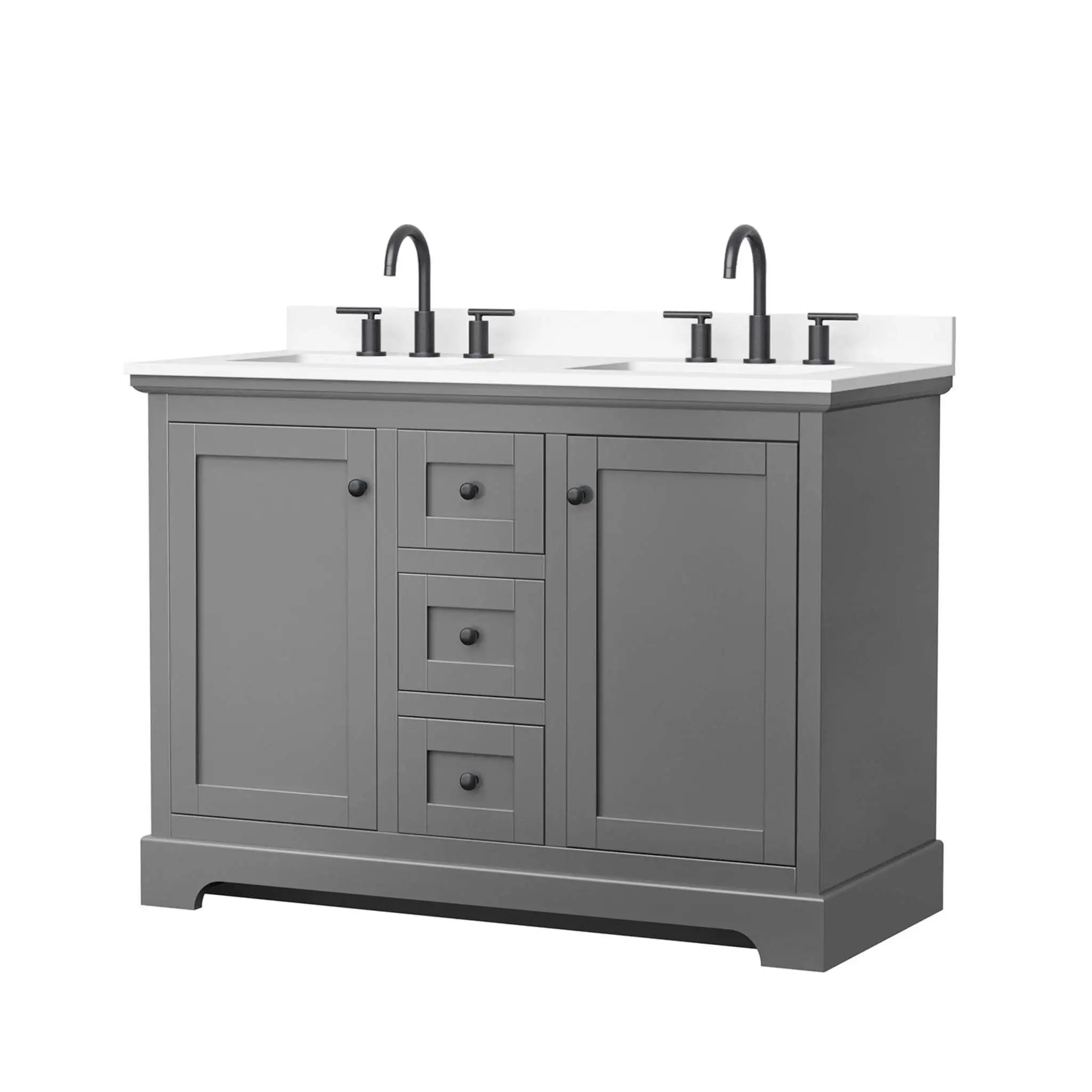 48" Avery Double Bathroom Vanity in Dark Gray with Matte Black Trim by Wyndham