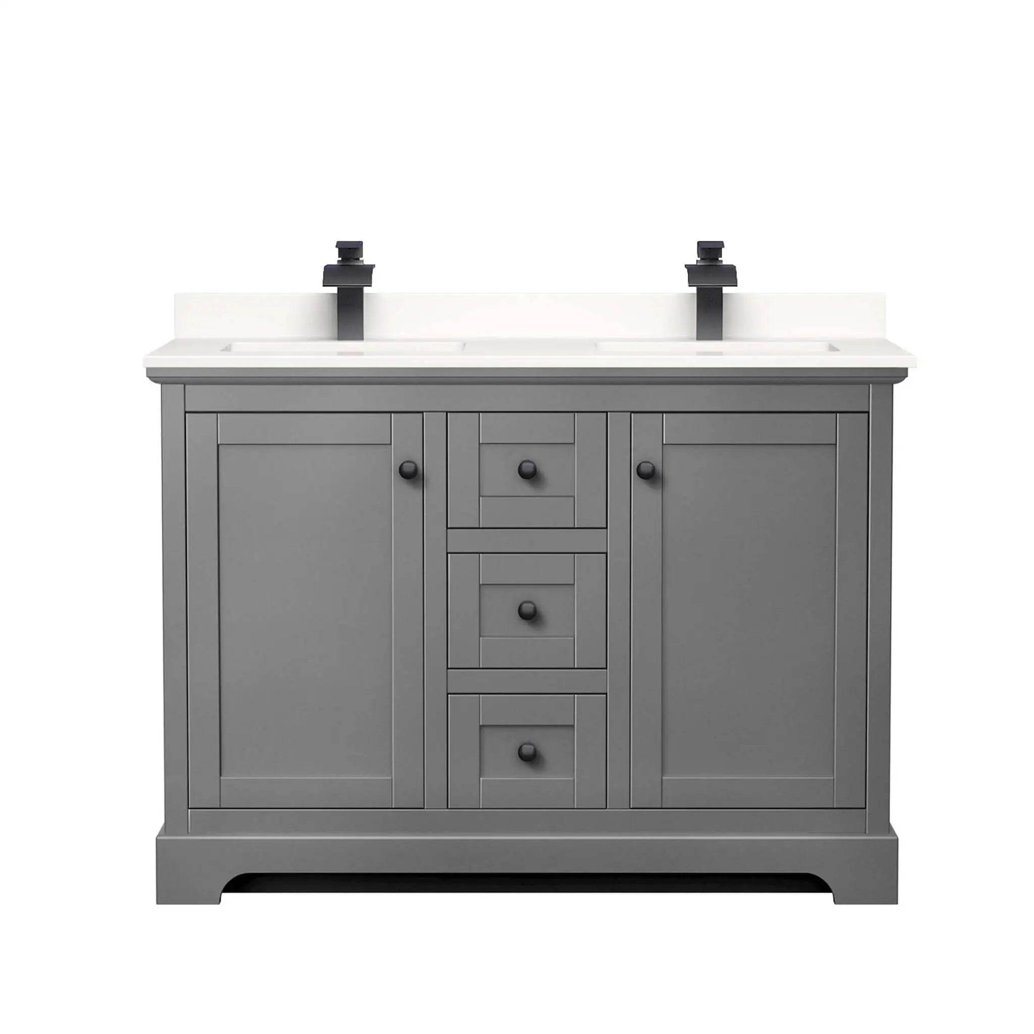48" Avery Double Bathroom Vanity in Dark Gray with Matte Black Trim by Wyndham