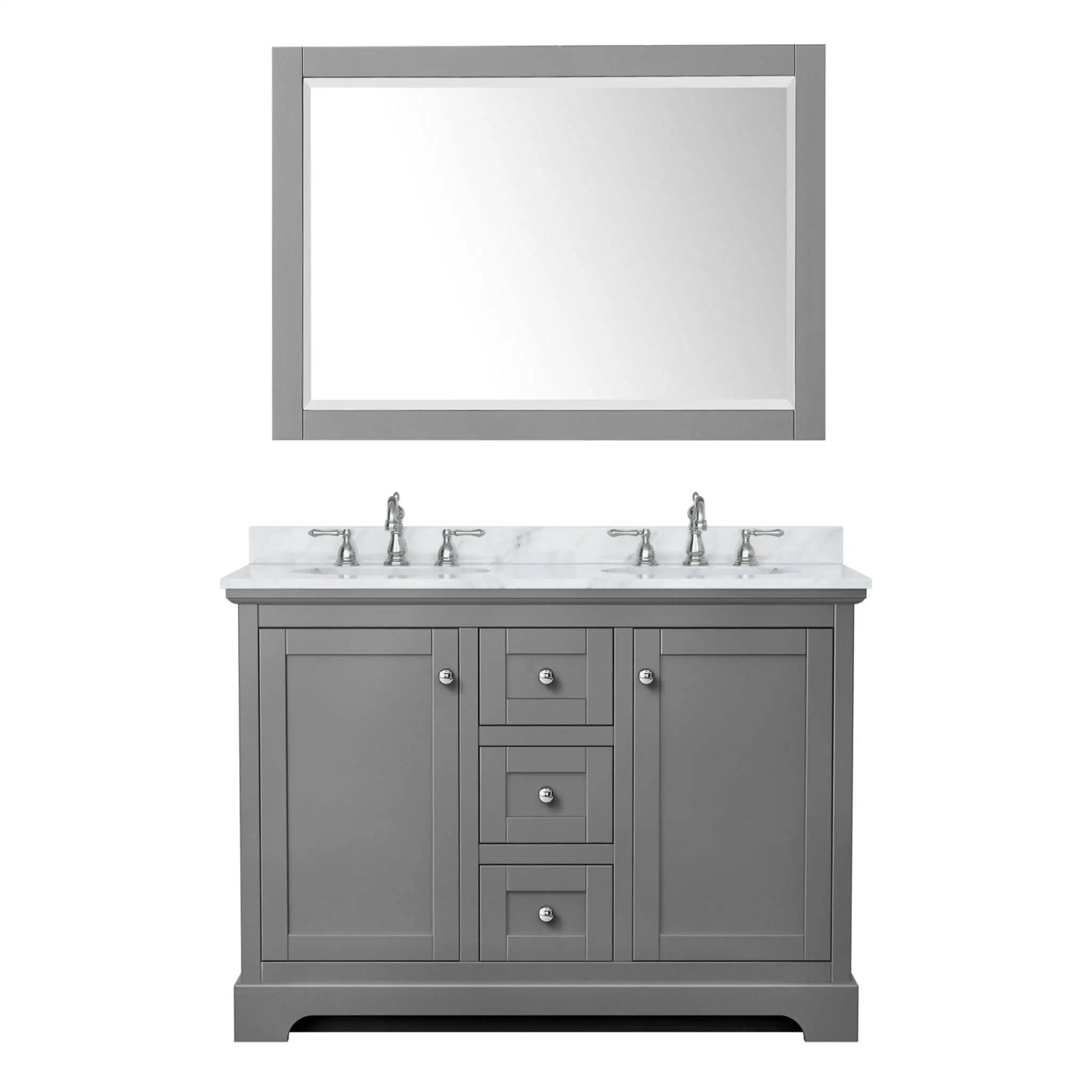 48" Avery Double Bathroom Vanity in Dark Gray with Polished Chrome Trim & 46" Mirror by Wyndham