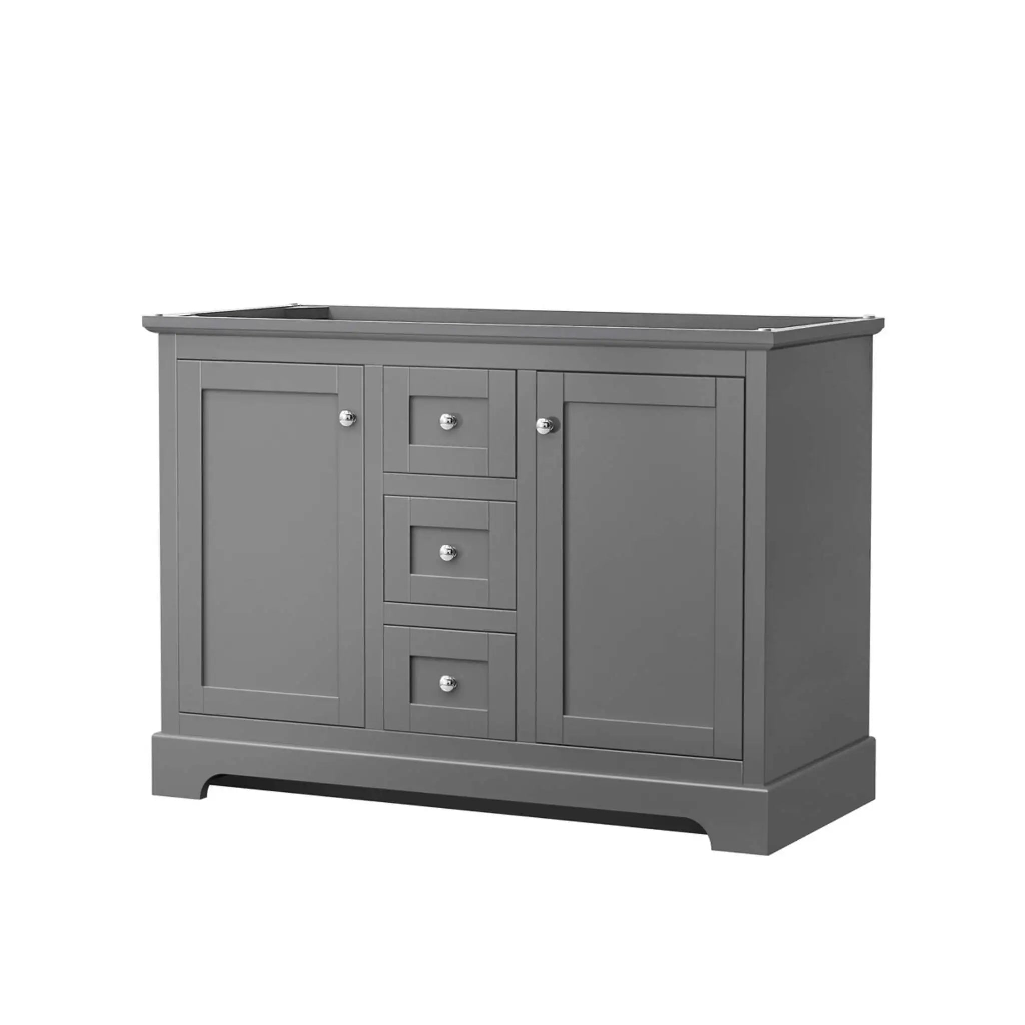 48" Avery Double Bathroom Vanity in Dark Gray with Polished Chrome Trim by Wyndham