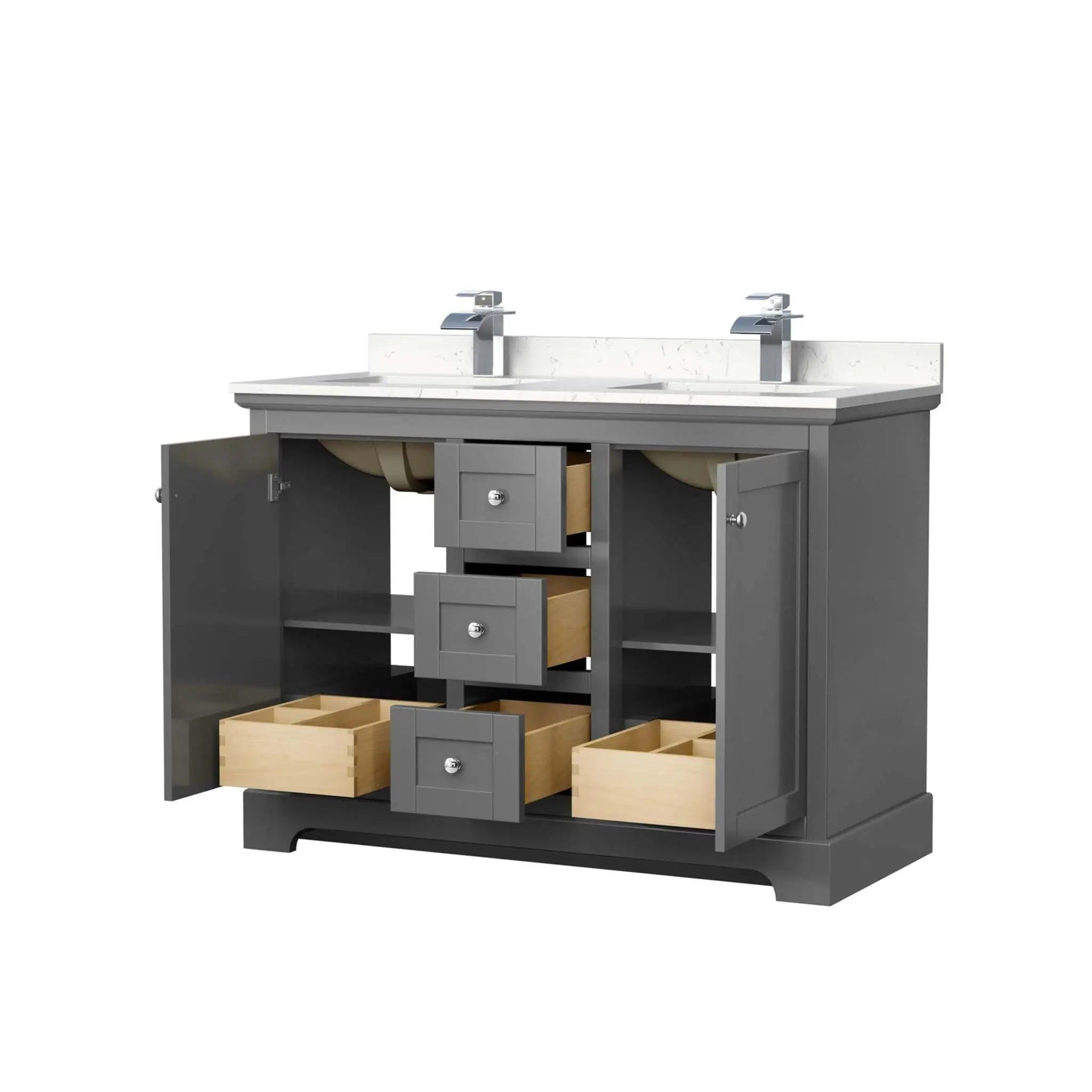 48" Avery Double Bathroom Vanity in Dark Gray with Polished Chrome Trim by Wyndham