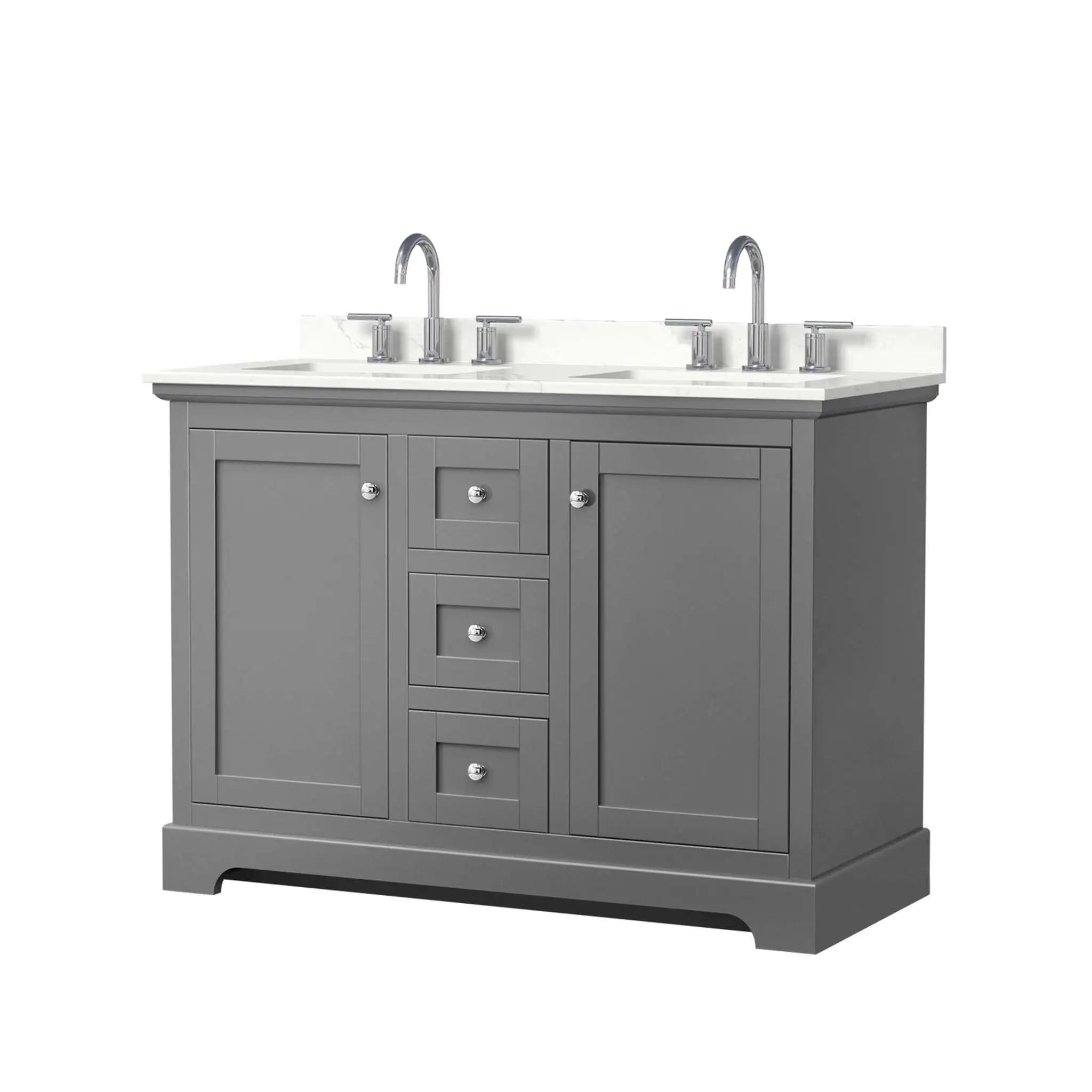 48" Avery Double Bathroom Vanity in Dark Gray with Polished Chrome Trim by Wyndham