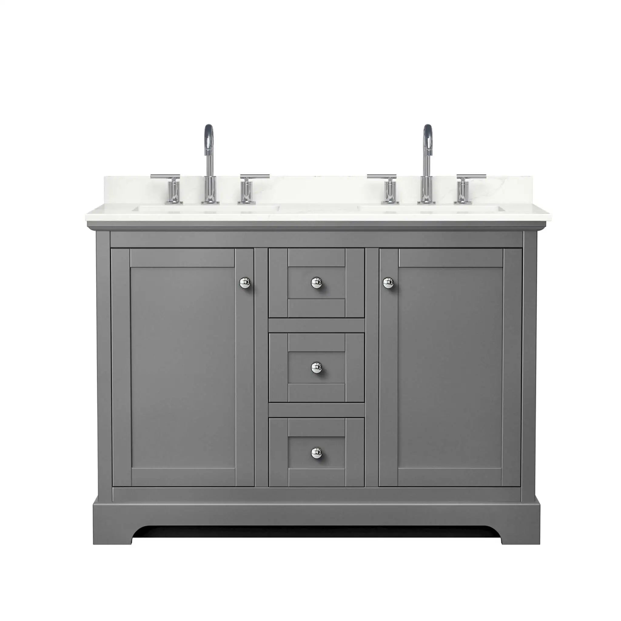 48" Avery Double Bathroom Vanity in Dark Gray with Polished Chrome Trim by Wyndham