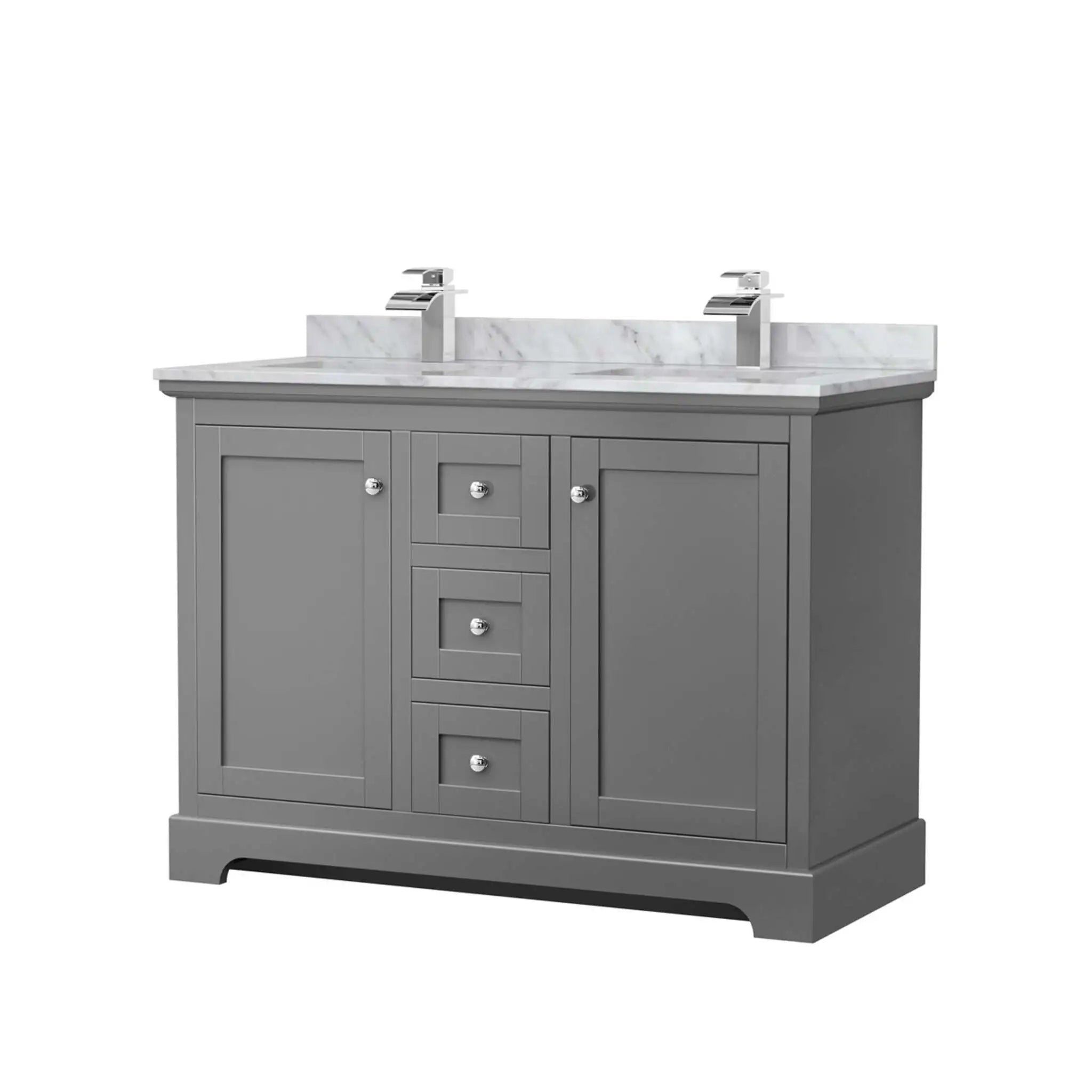 48" Avery Double Bathroom Vanity in Dark Gray with Polished Chrome Trim by Wyndham