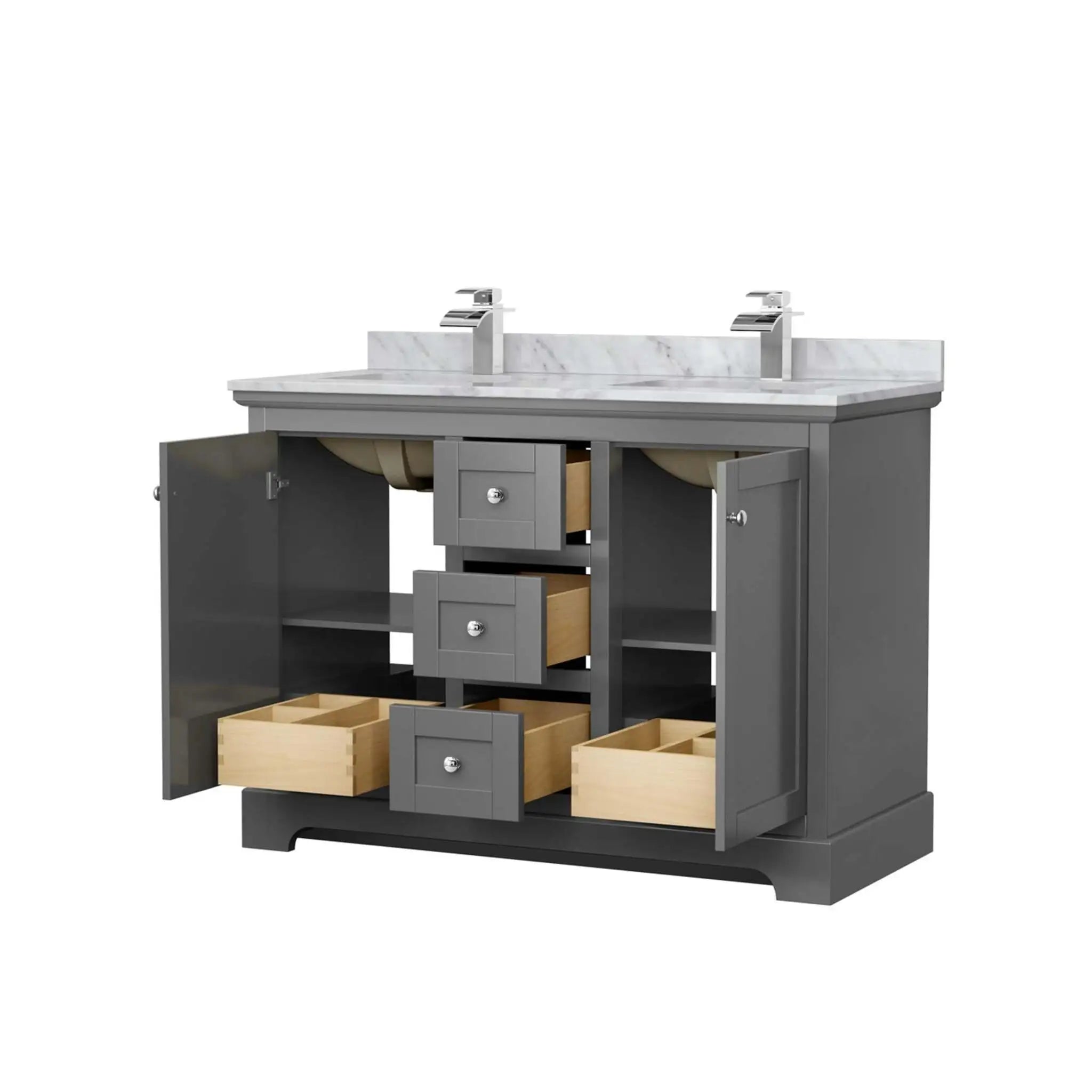 48" Avery Double Bathroom Vanity in Dark Gray with Polished Chrome Trim by Wyndham