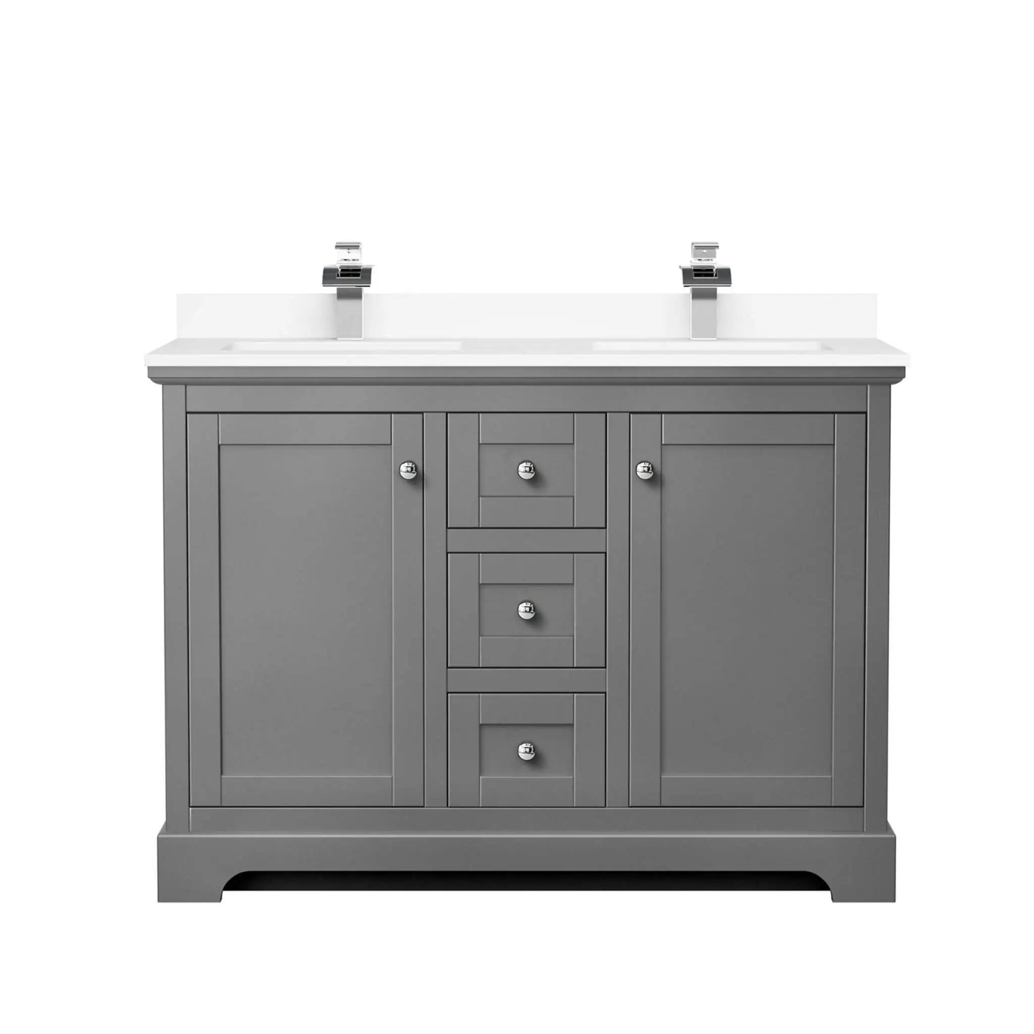48" Avery Double Bathroom Vanity in Dark Gray with Polished Chrome Trim by Wyndham