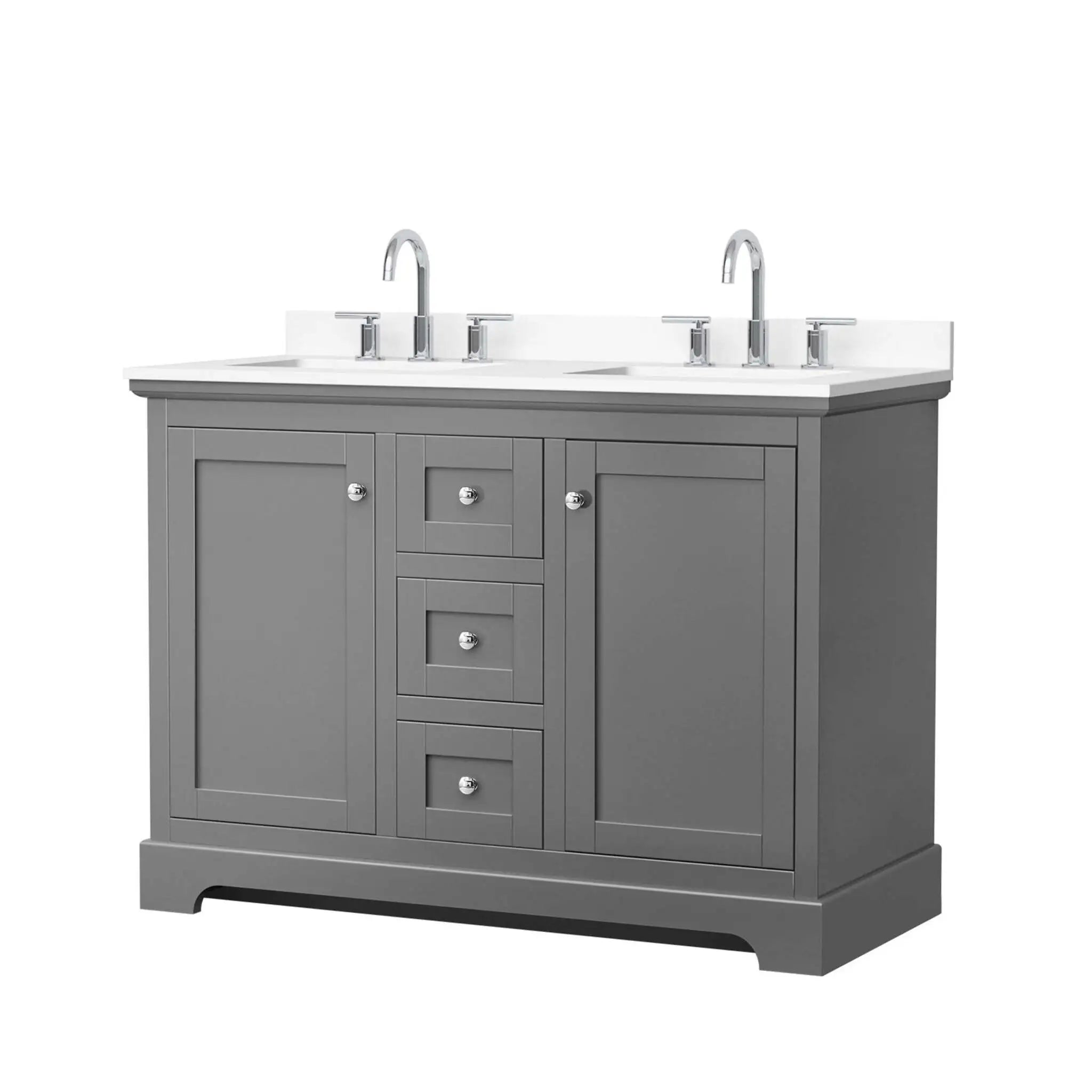 48" Avery Double Bathroom Vanity in Dark Gray with Polished Chrome Trim by Wyndham