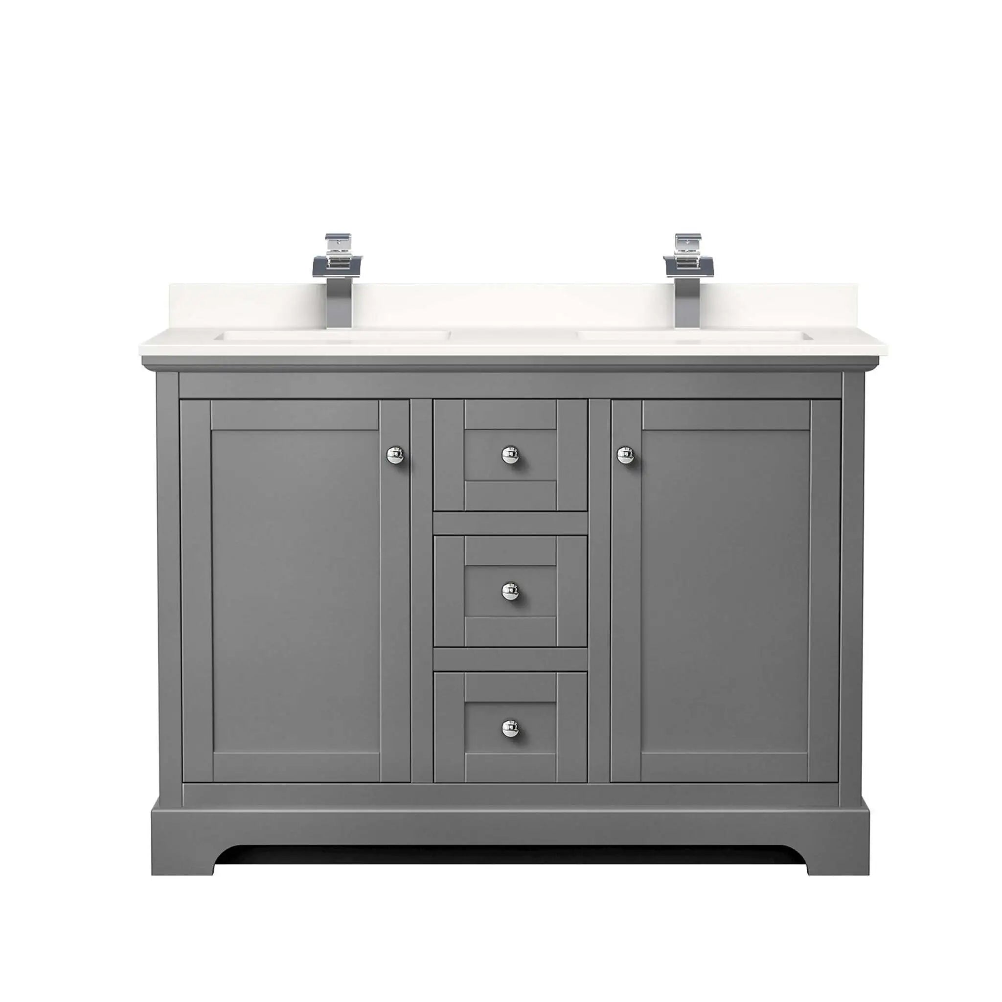 48" Avery Double Bathroom Vanity in Dark Gray with Polished Chrome Trim by Wyndham