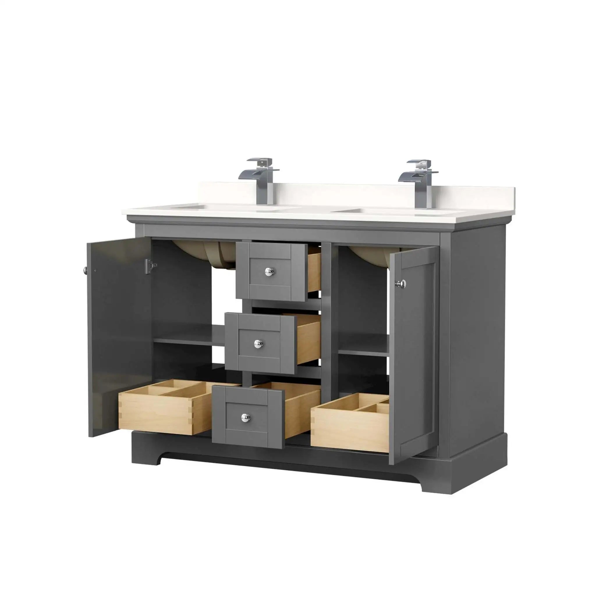 48" Avery Double Bathroom Vanity in Dark Gray with Polished Chrome Trim by Wyndham