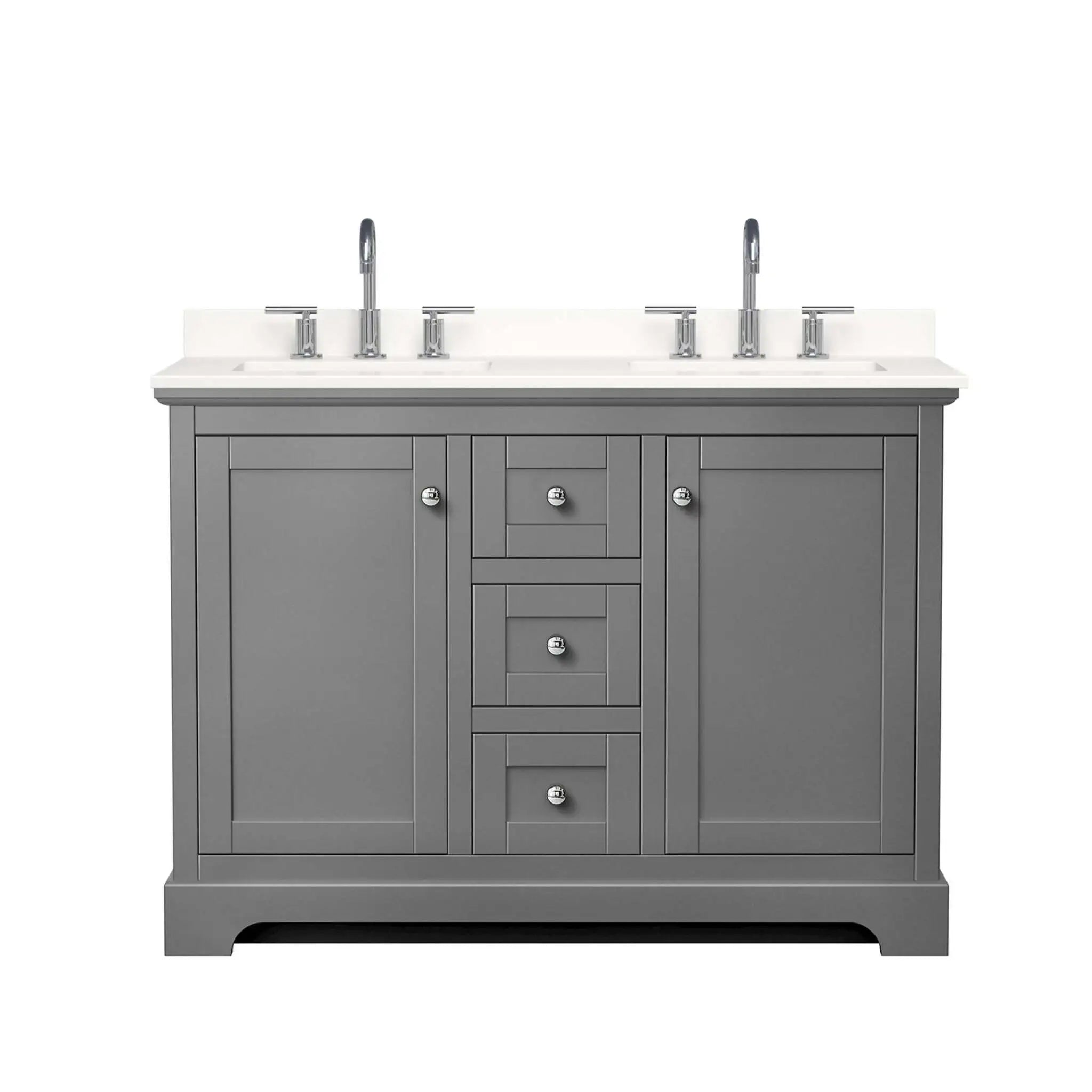 48" Avery Double Bathroom Vanity in Dark Gray with Polished Chrome Trim by Wyndham