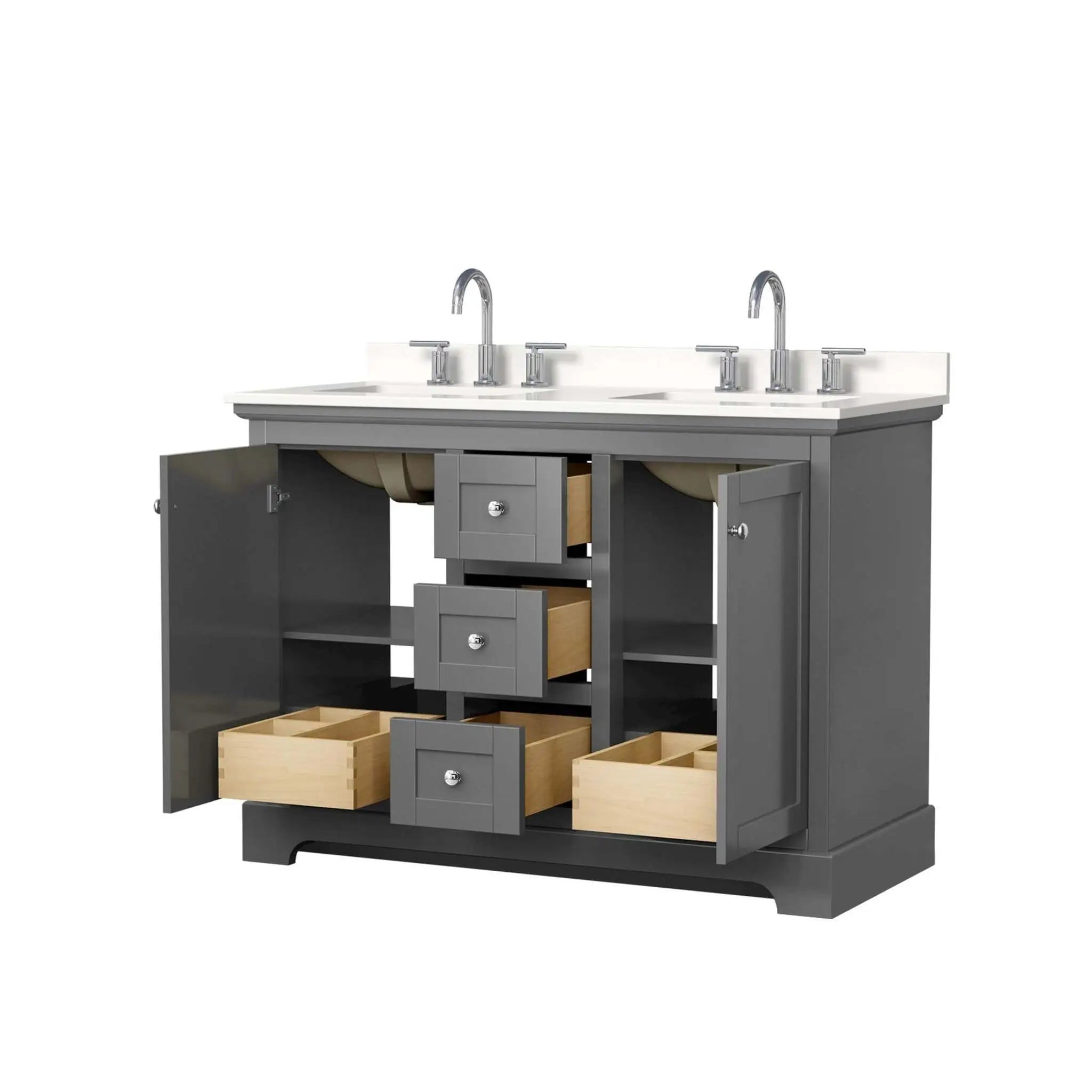 48" Avery Double Bathroom Vanity in Dark Gray with Polished Chrome Trim by Wyndham