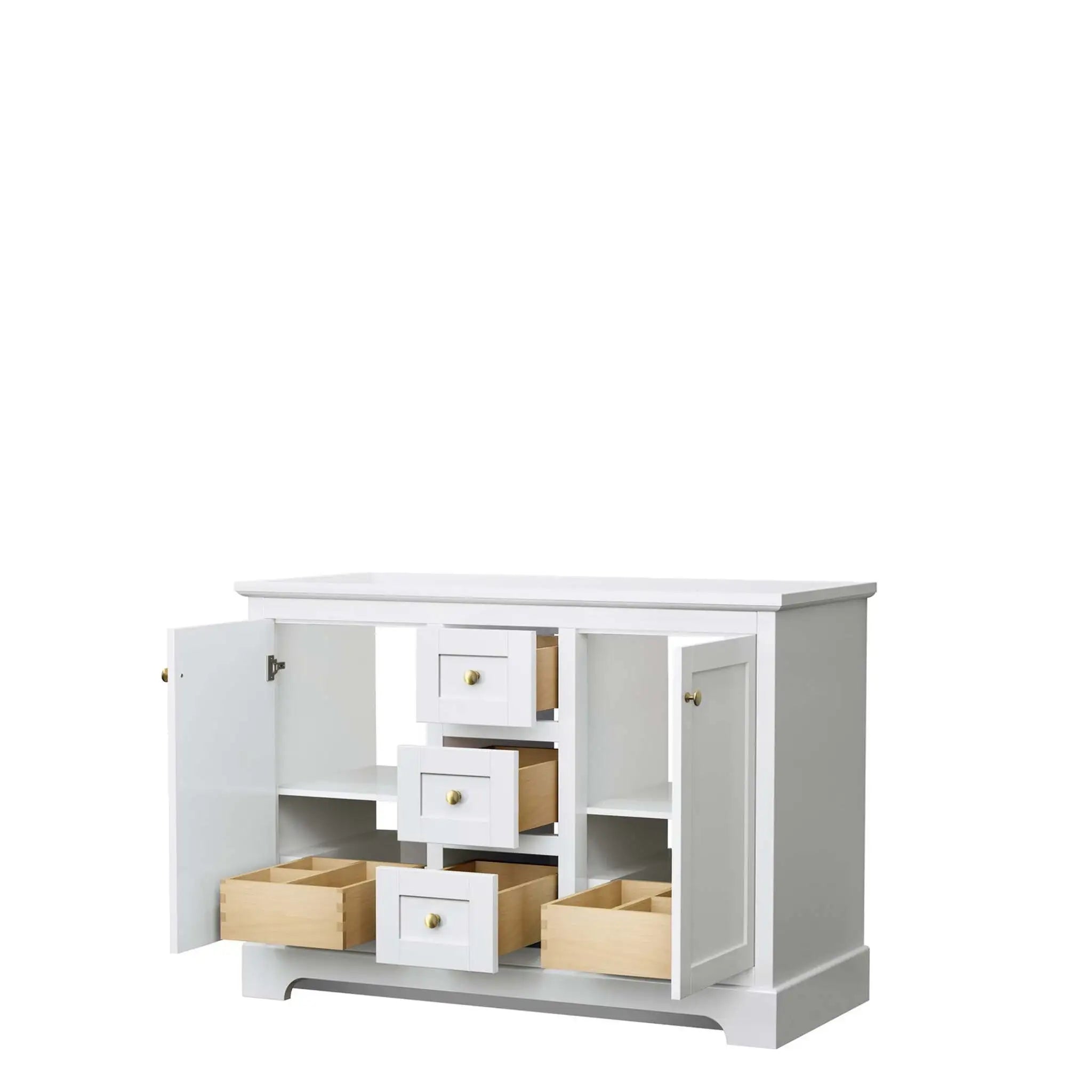48" Avery Double Bathroom Vanity in White with Brushed Gold Trim by Wyndham