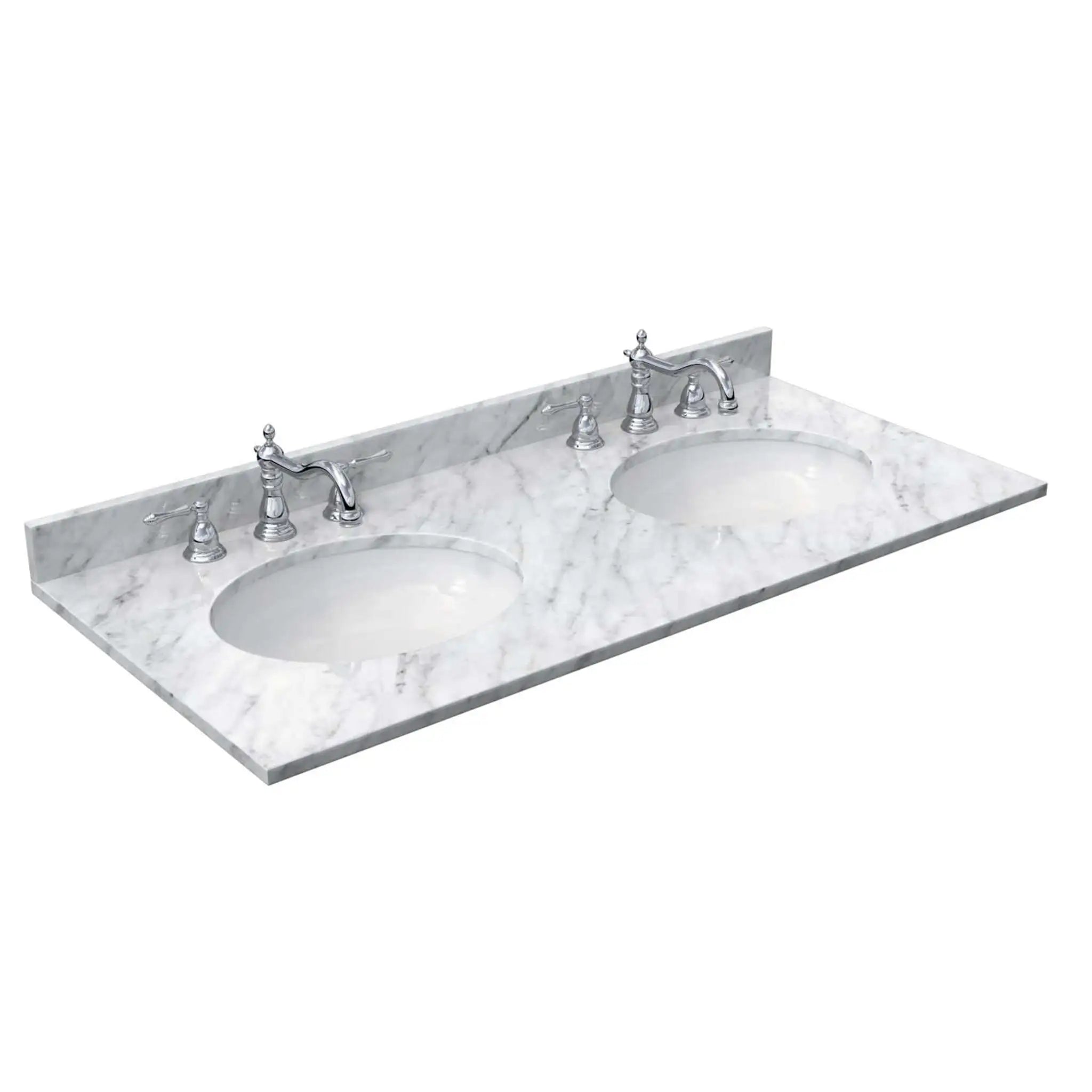 48" Avery Double Bathroom Vanity in White with Matte Black Trim & 46" Mirror by Wyndham