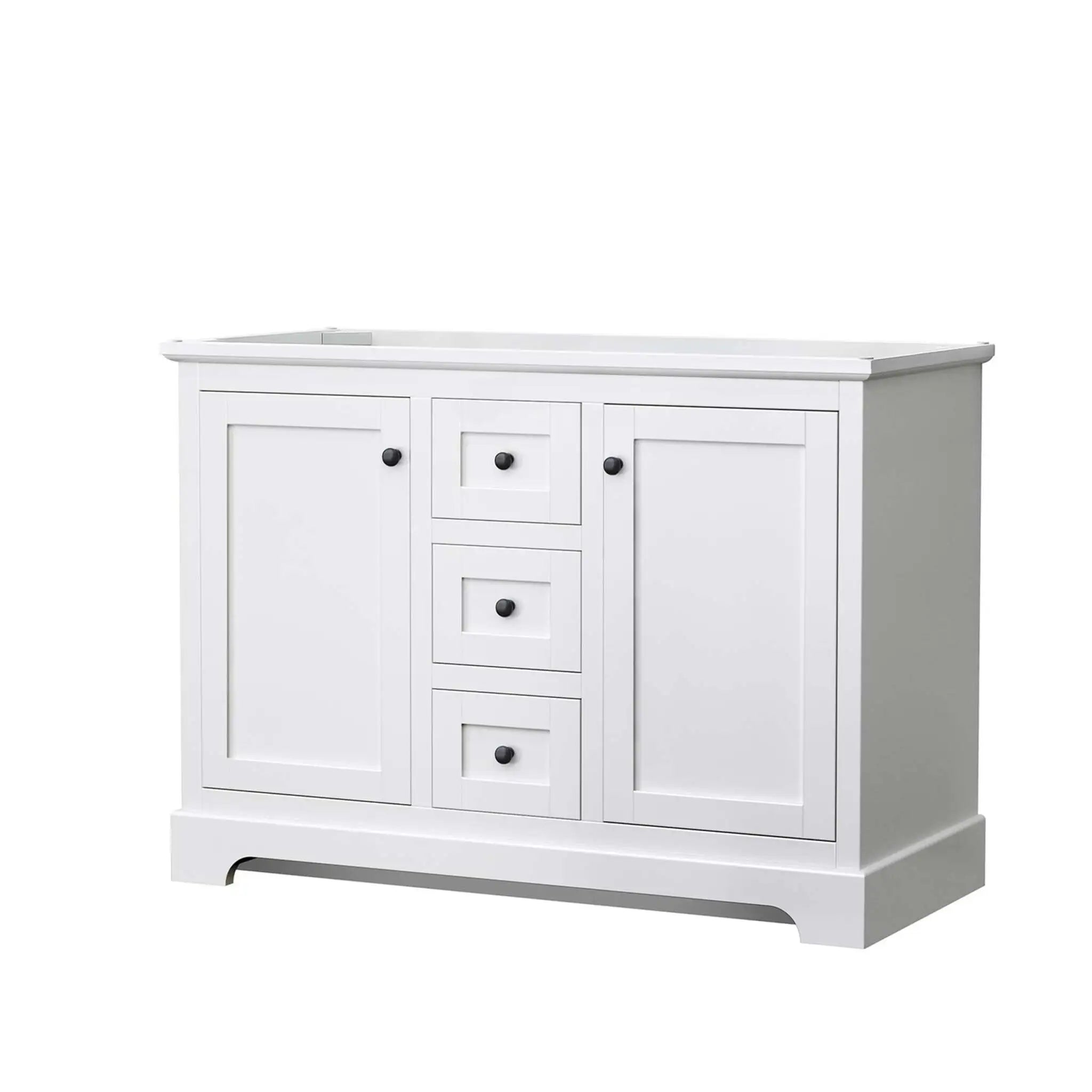 48" Avery Double Bathroom Vanity in White with Matte Black Trim by Wyndham