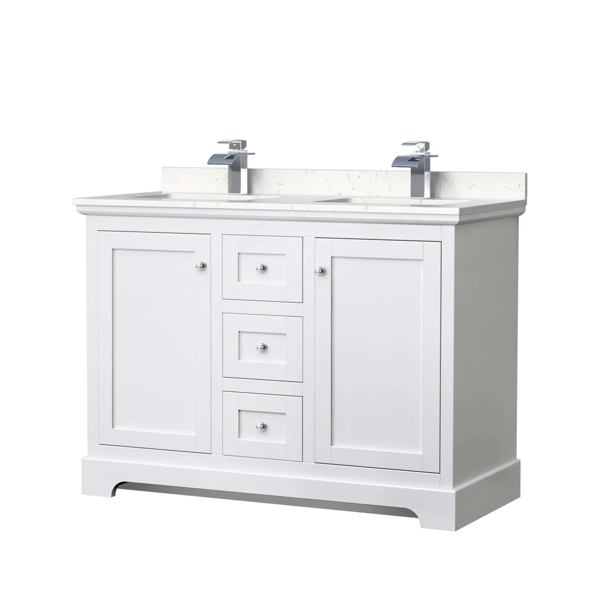 48" Avery Double Bathroom Vanity in White with Polished Chrome Trim by Wyndham