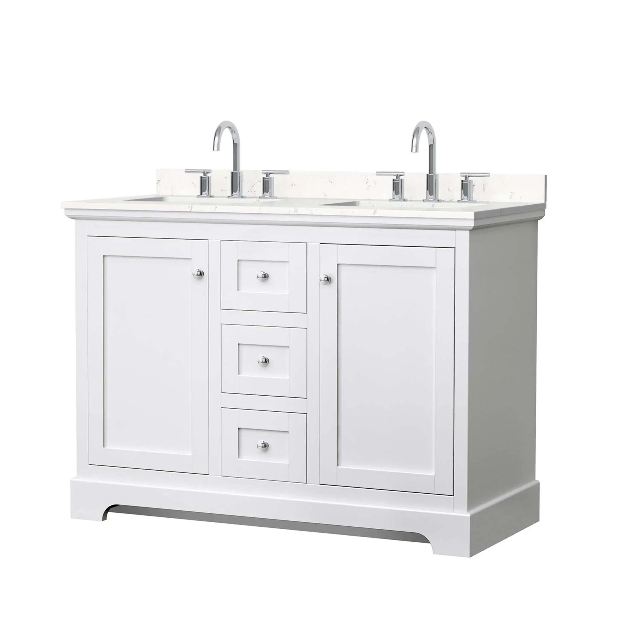 48" Avery Double Bathroom Vanity in White with Polished Chrome Trim by Wyndham