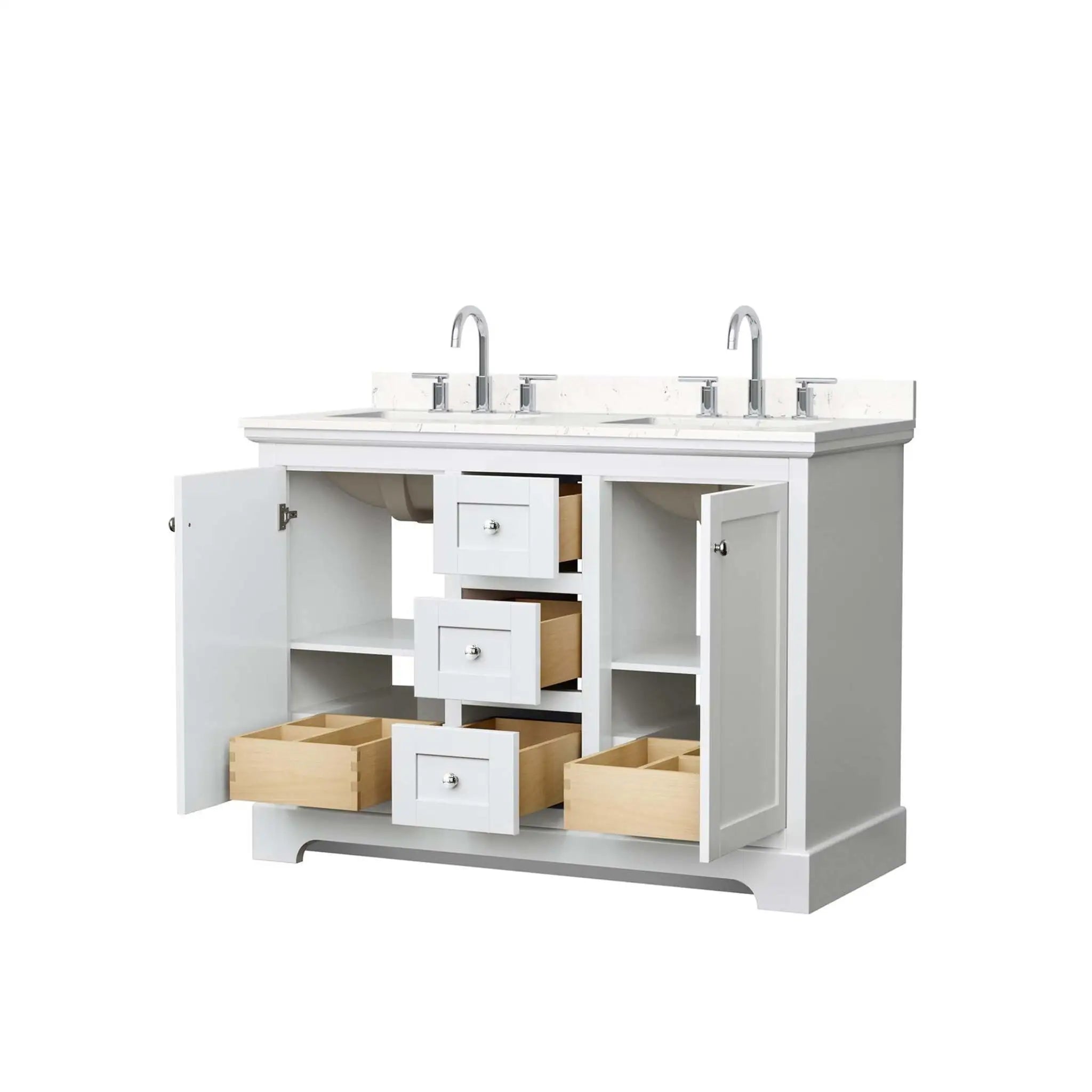 48" Avery Double Bathroom Vanity in White with Polished Chrome Trim by Wyndham