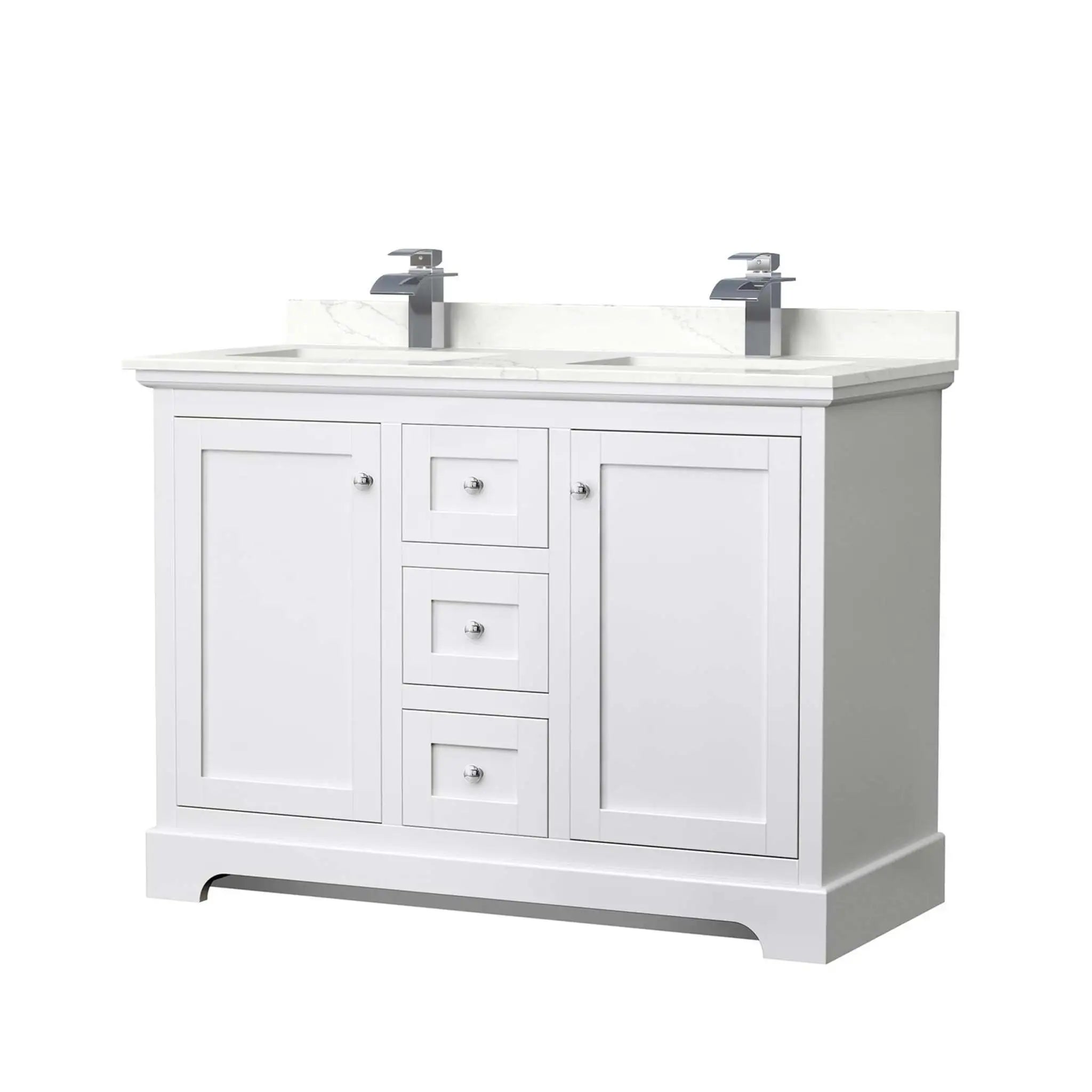 48" Avery Double Bathroom Vanity in White with Polished Chrome Trim by Wyndham