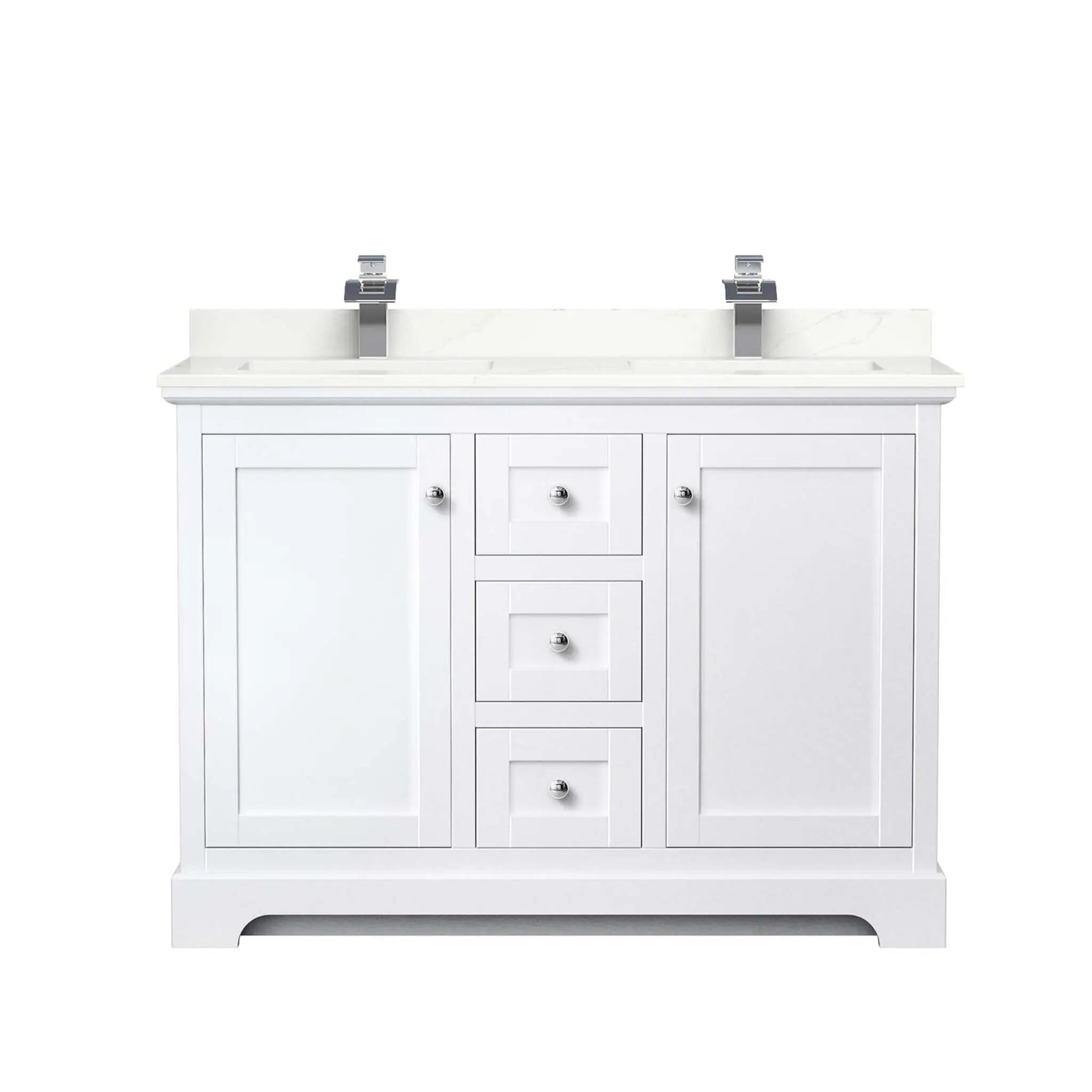 48" Avery Double Bathroom Vanity in White with Polished Chrome Trim by Wyndham